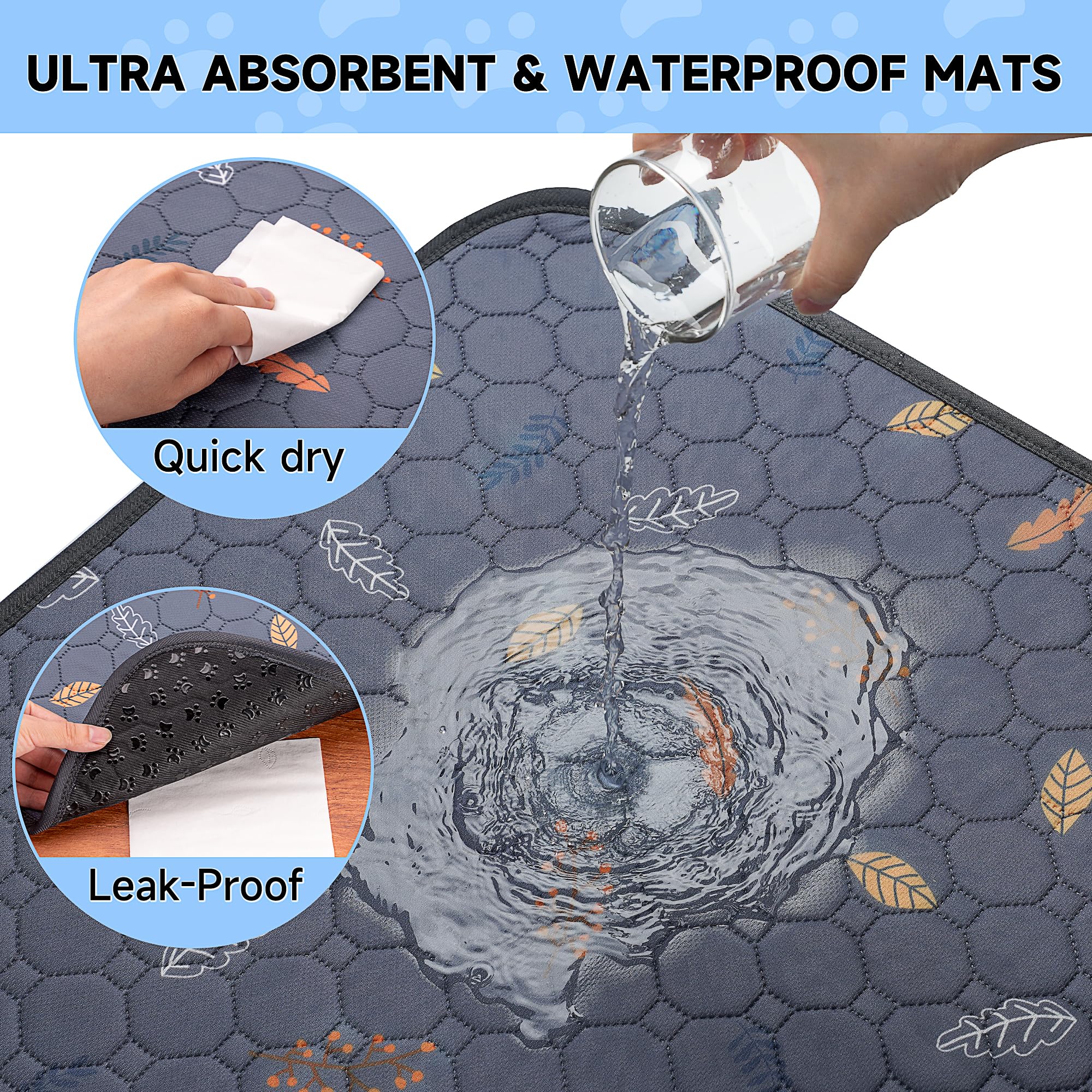 Sunheir 2-Pack Extra Large Reusable Dog Mat For Floor, Dog Playpen, Non-Slip Waterproof Dog Pee Pad, Super Absorbent Washable Pee Pads For Dogs, Pet Whelping Pads, Crate, Potty Training - 36' X 48'