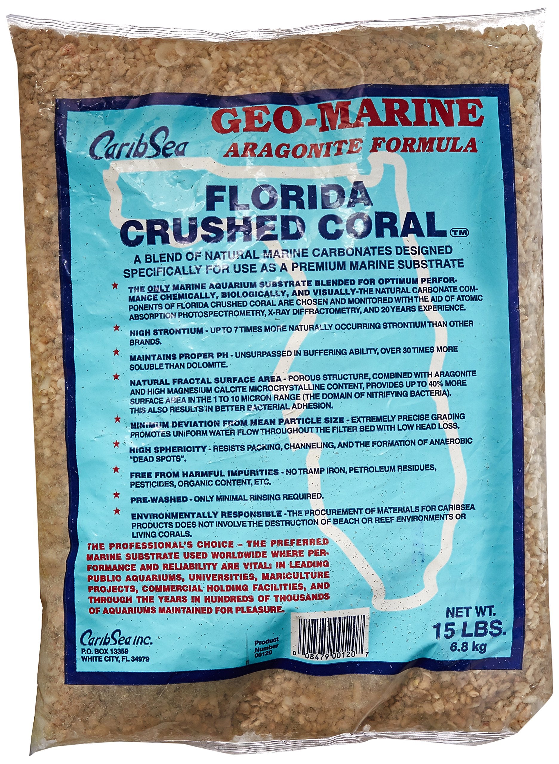 Carib Sea Acs00120 Crushed Coral For Aquarium, 15-Pound