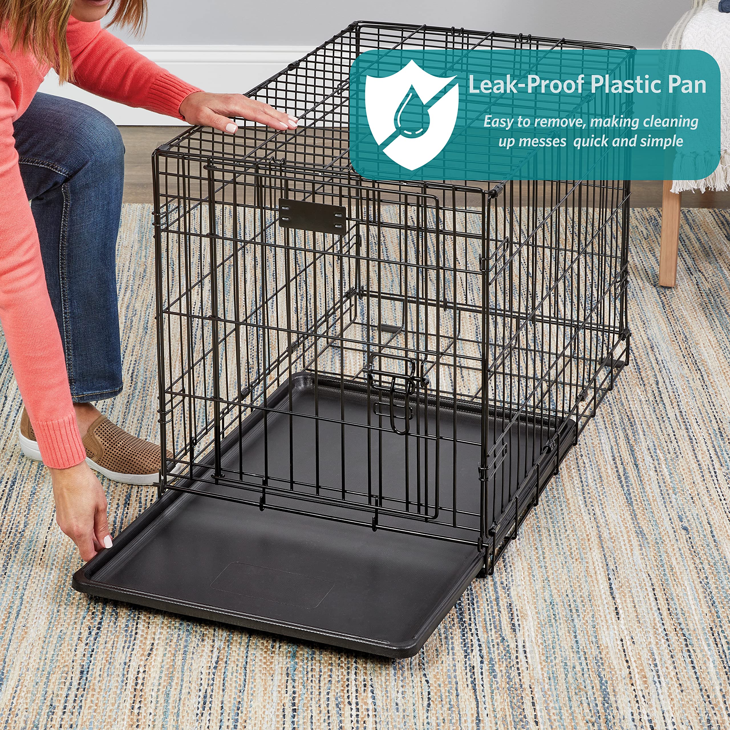 Midwest Homes For Pets Newly Enhanced Double Door Icrate Dog Crate, Includes Leak-Proof Pan, Floor Protecting Feet, Divider Pane