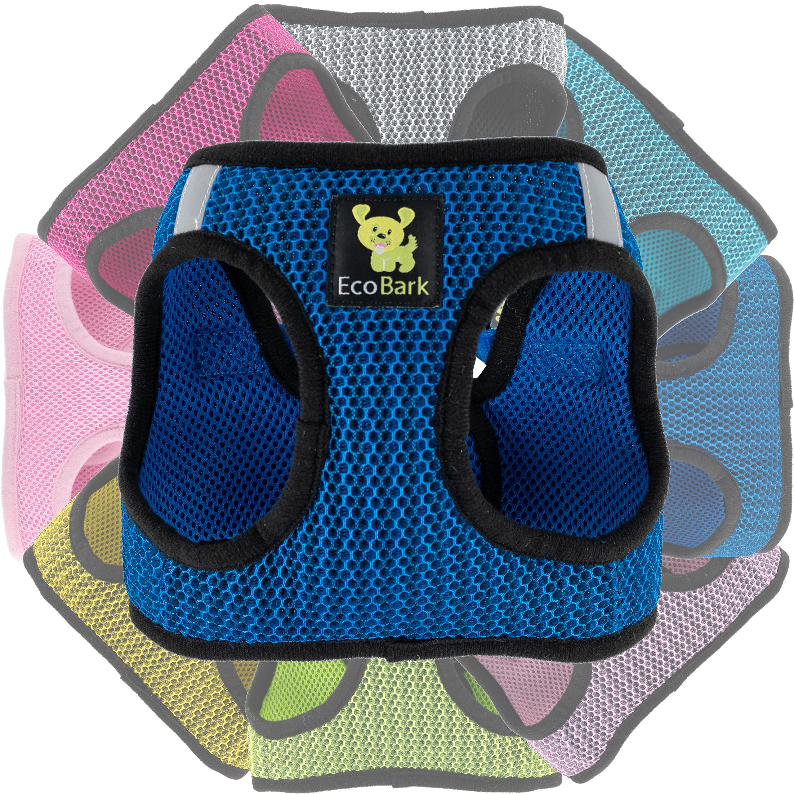 Ecobark Step In Dog Harness - Reflective Soft Luxurious Mesh Dog Harnesses For Small, And Medium Dogs - Eco-Friendly Comfort Secure Halter No Pull Adjustable Pet Vest (Royal Blue Sport, Large)