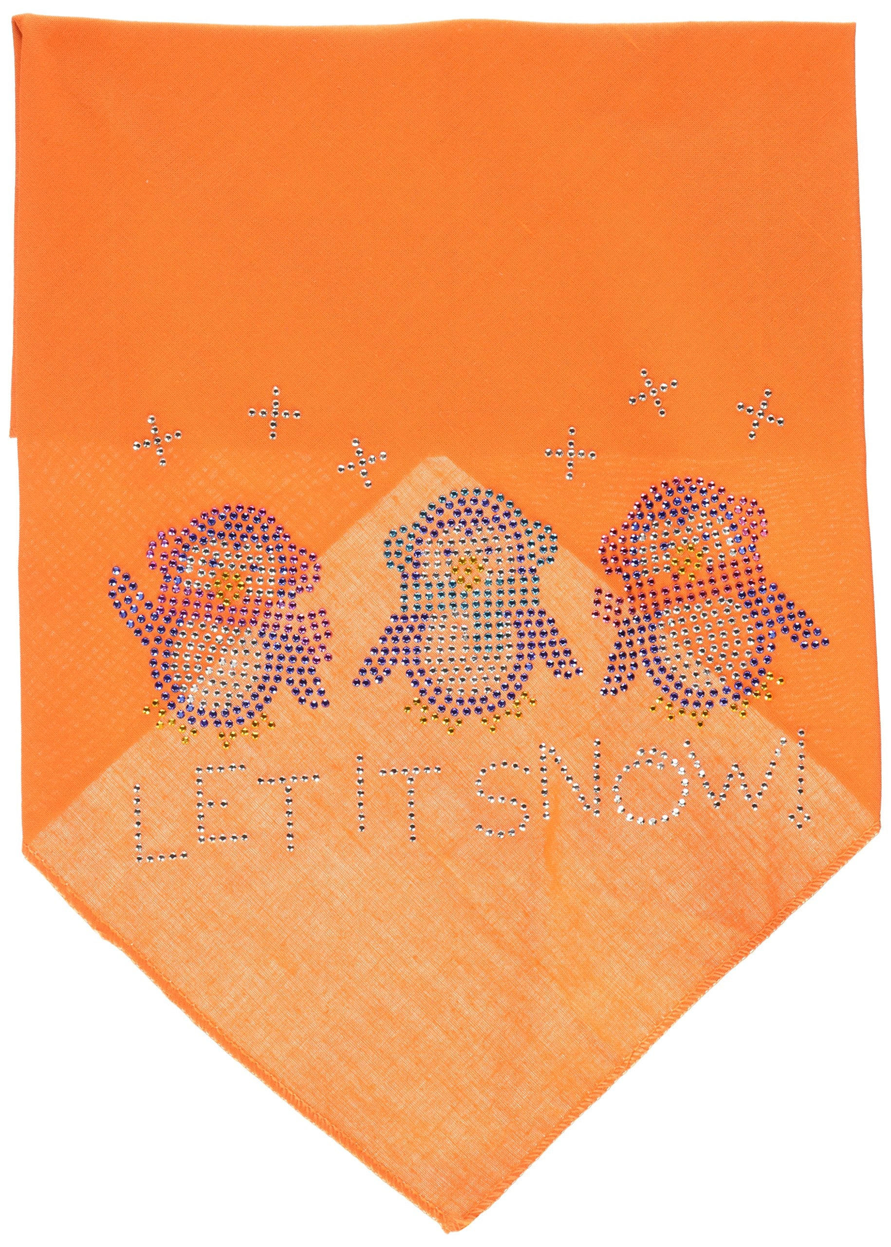 Mirage Pet Products Let it Snow Penguins Rhinestone Bandana, Large, Orange
