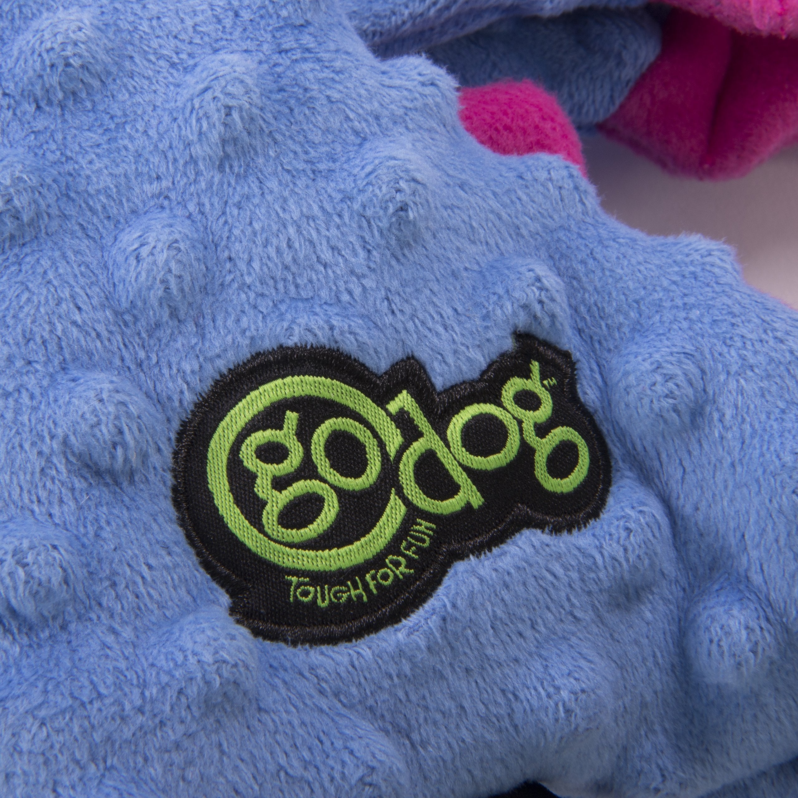 goDog Bubble Plush Dragon Dog Toy - Large, Squeaky, Chew Guard Technology, Periwinkle