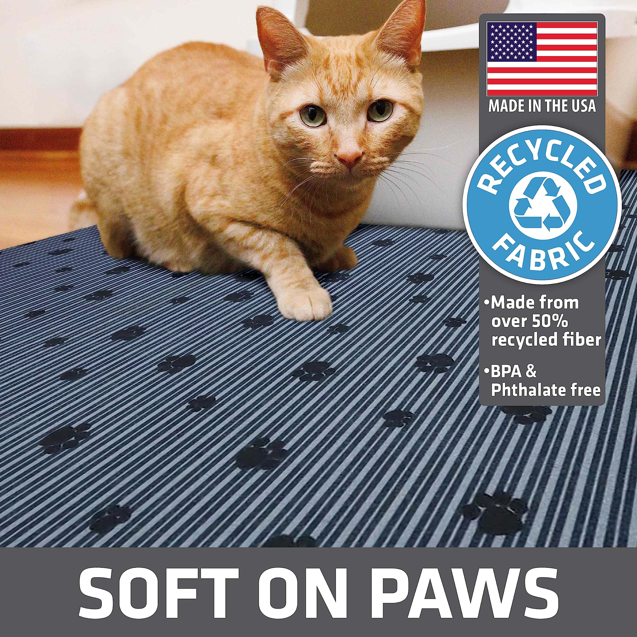 Drymate Original Cat Litter Mat, Contains Mess From Box, Protects Floors, Urine-Proof, Machine Washable, Soft On Kitty Paws, Absorbent, Waterproof (Usa Made, Recycled Content) (20”X28”)(Greystripepaw)