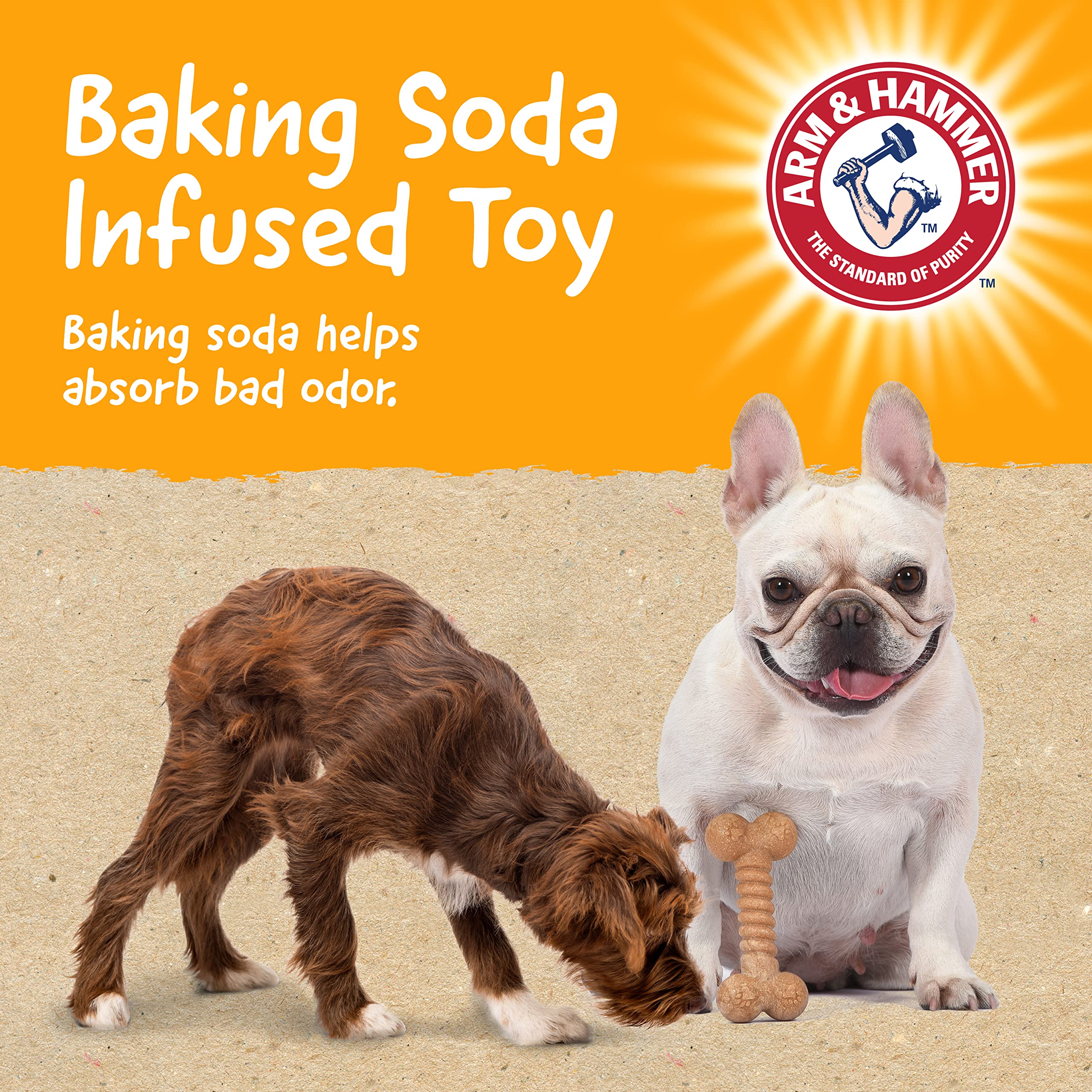 Arm & Hammer for Pets Barkies Classic Bone Compressed Wood Collection, 5 Inch Peanut Butter Flavored Wood Blend Chew Toy| Faux S