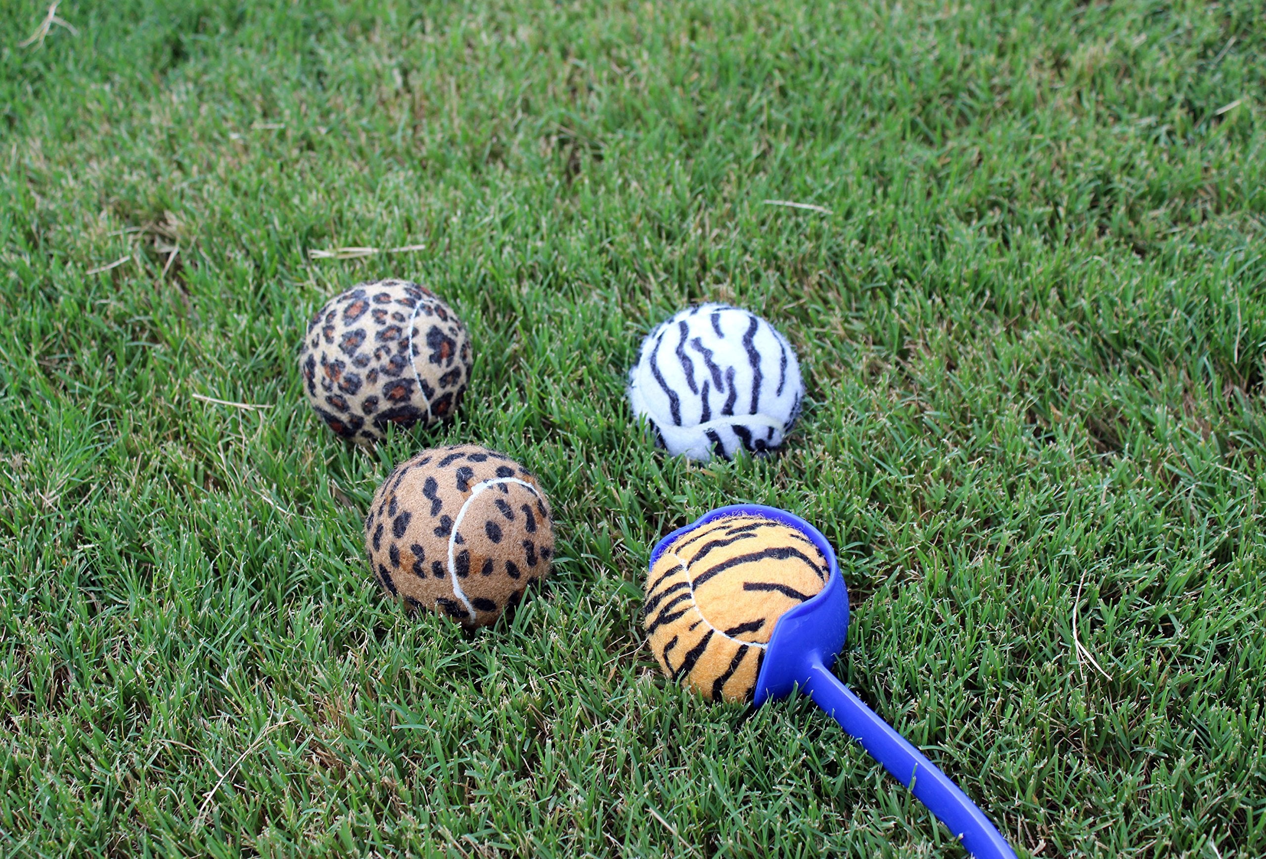 Unique Sports Launch-It Dog Ball Launcher With 4 Animal Print Squeaker Balls