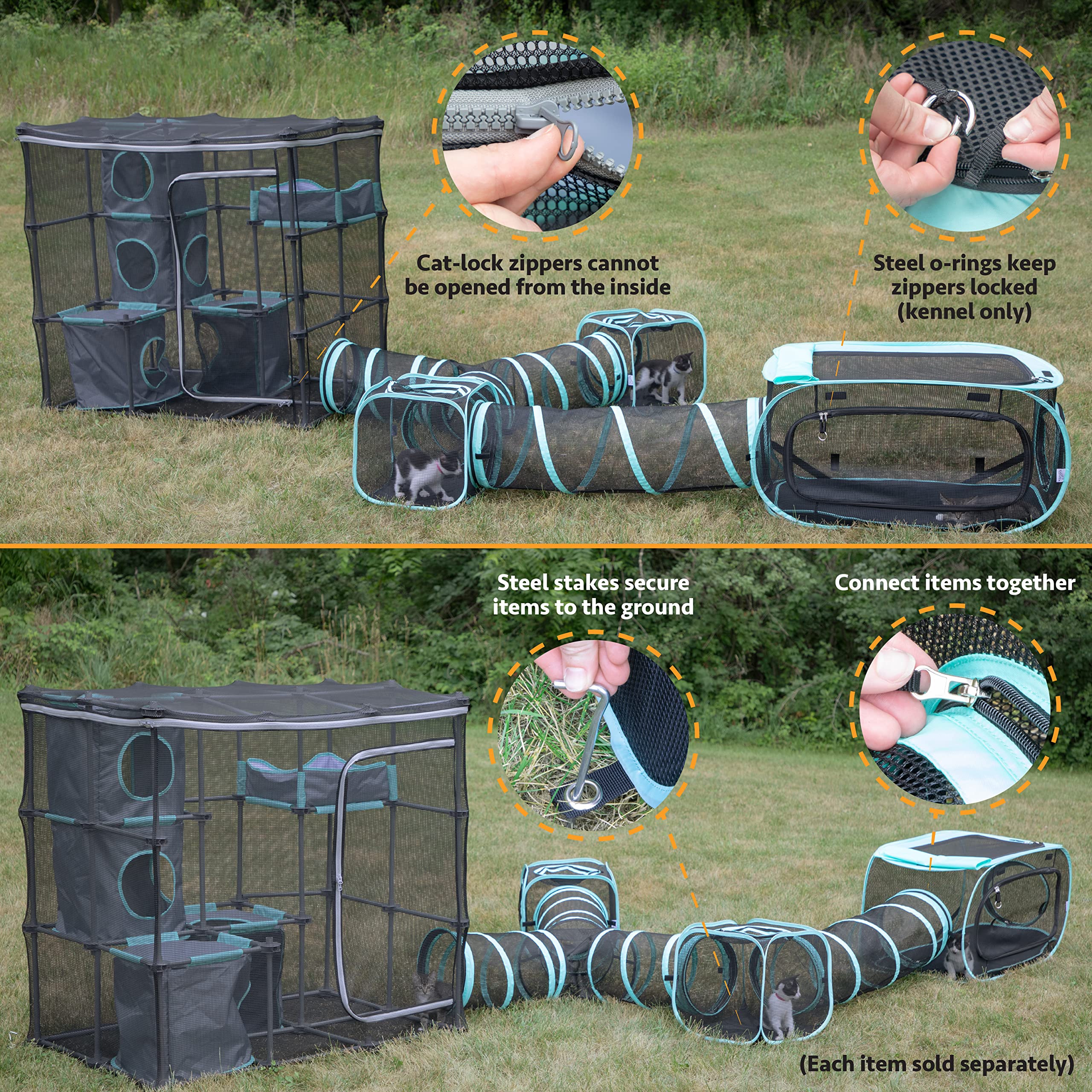 Kitty City Outdoor Catio Furniture And Play Kits For Cats, Two Way Tunnel