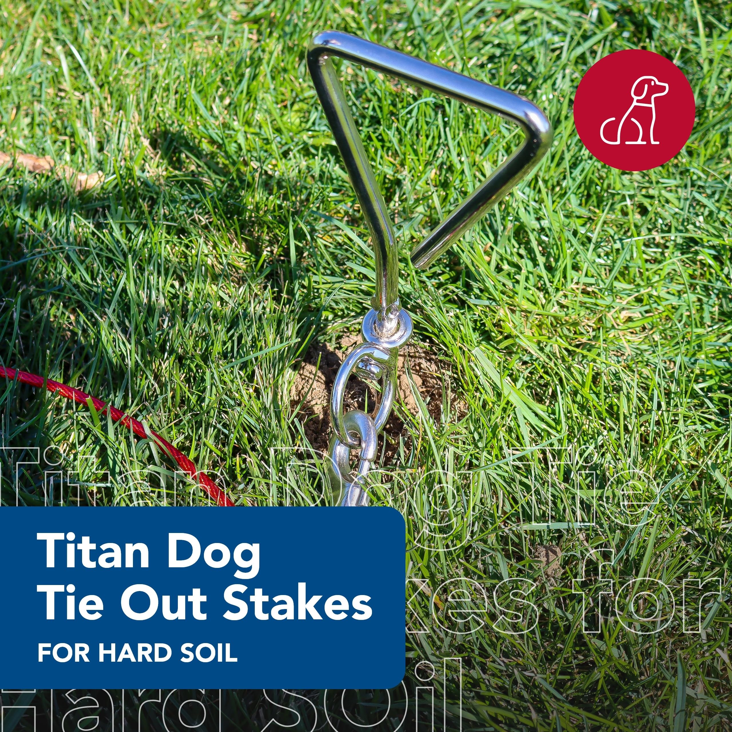 Coastal Pet Titan Dog Tie Out Stakes For Hard Soil - Spiral Stake For Dog Cable - Heavy-Duty Ground Anchor - Rust-Resistant Finish - Robust Metal Design - 17'