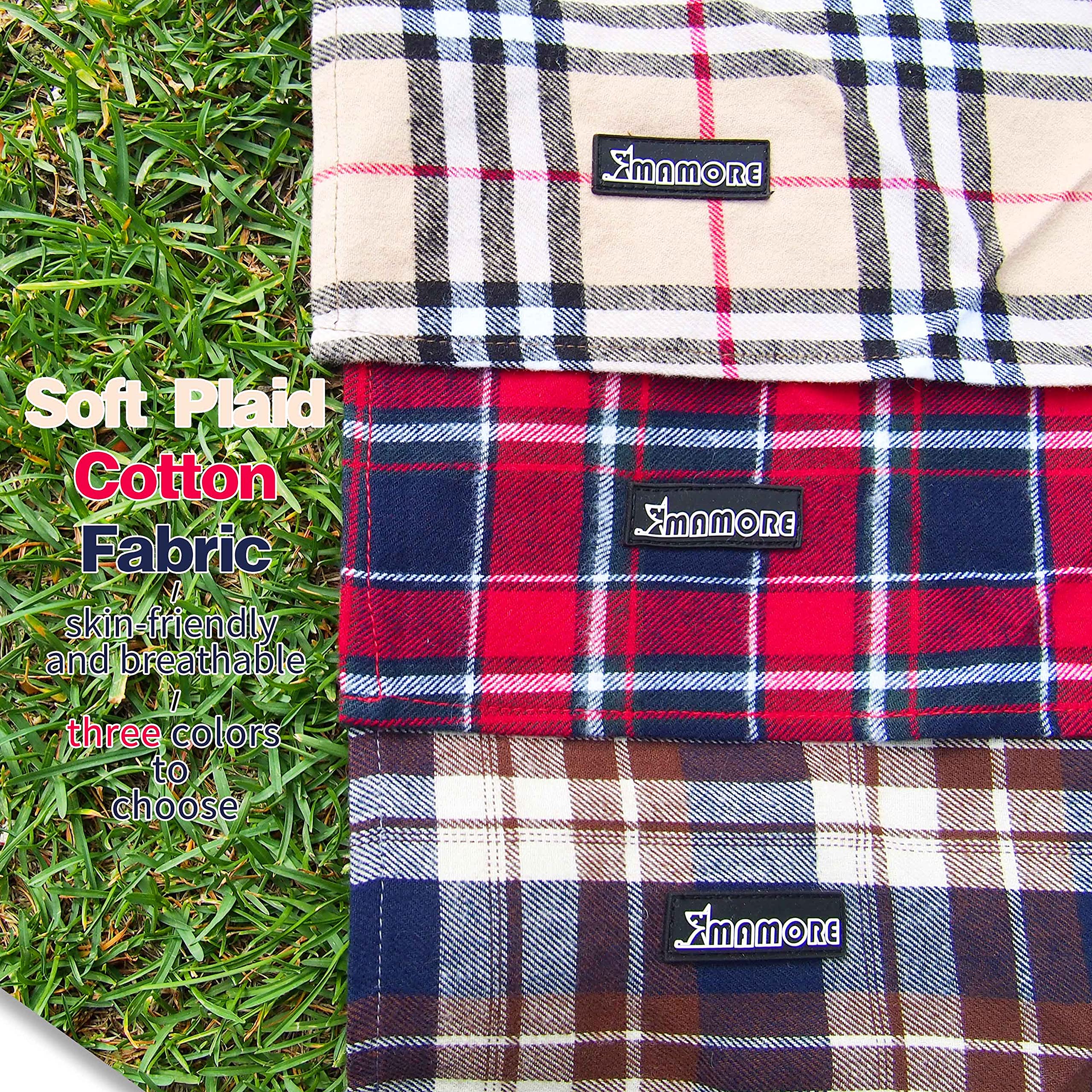 Soft Washable Plaid Bandanas For Dogs And Cats,Adjustable Triangle Bib Comfortable Scarfs For Girl Boy Dogs Puppies (Brown&Blue,