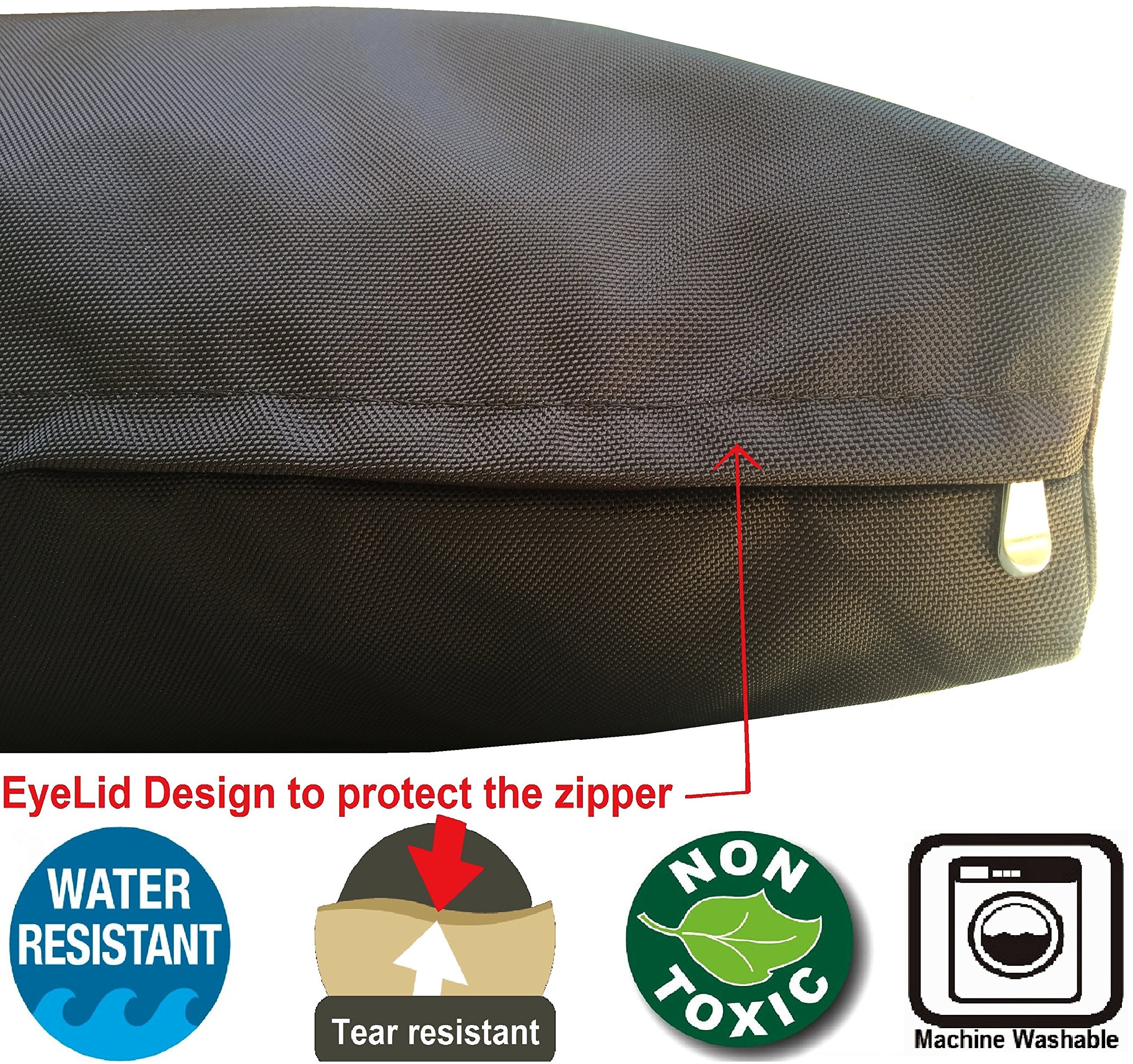 Dogbed4Less Medium Shredded Memory Foam Dog Bed Pillow With Waterproof Liner And Heavy Duty Nylon Cover 37X27 Inches, Seal Brown