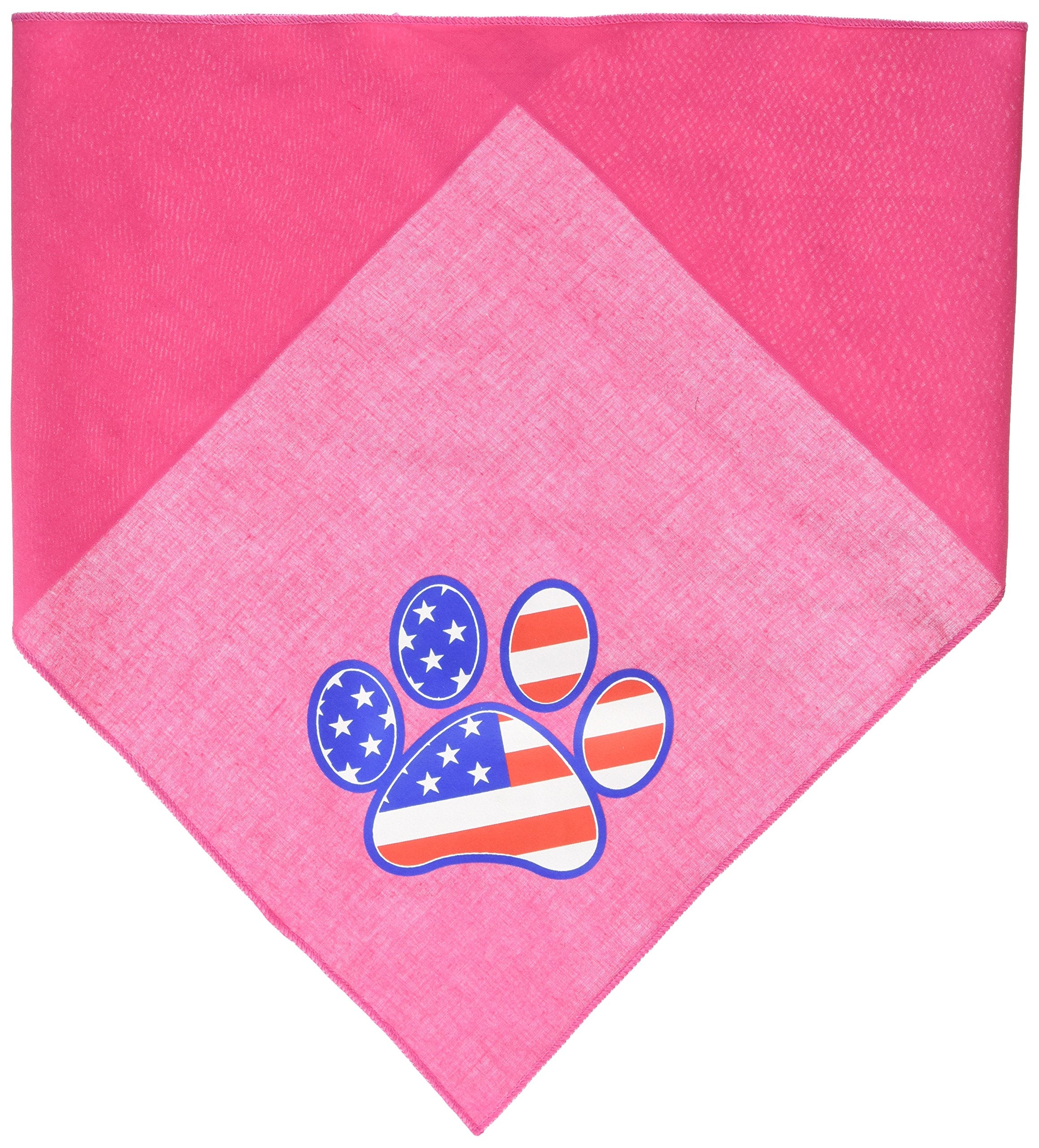 Pet and Dog Bandana Screen Printed, Patriotic Paw Light Pink Large