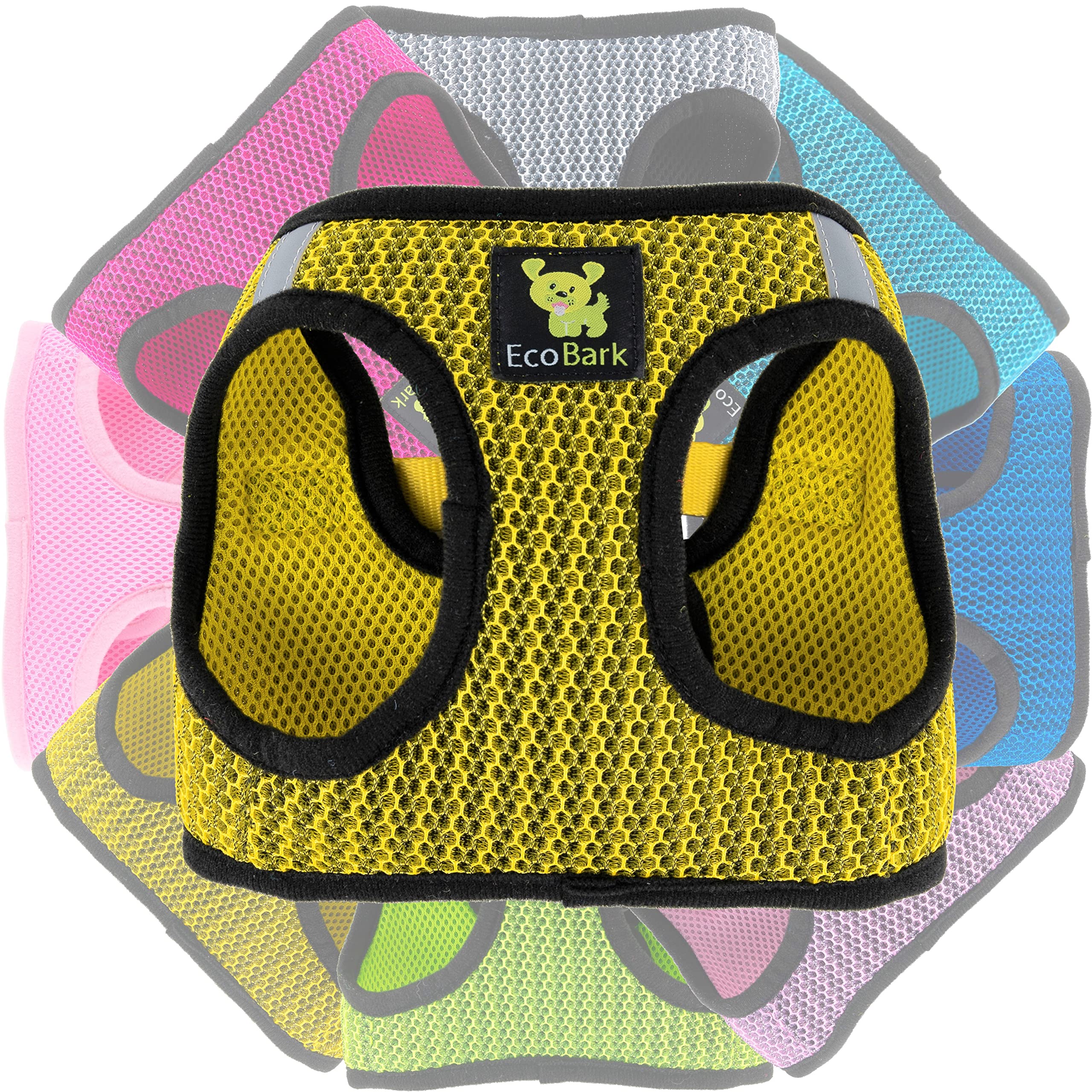 Ecobark Step In Dog Harness - Soft Mesh Dog Vest Harnesses For Puppies And Small Breed Dogs - Reflective And Adjustable No Pull Halter Harness - Mesh Comfort Padded Body Harness (Yellow, Xs)