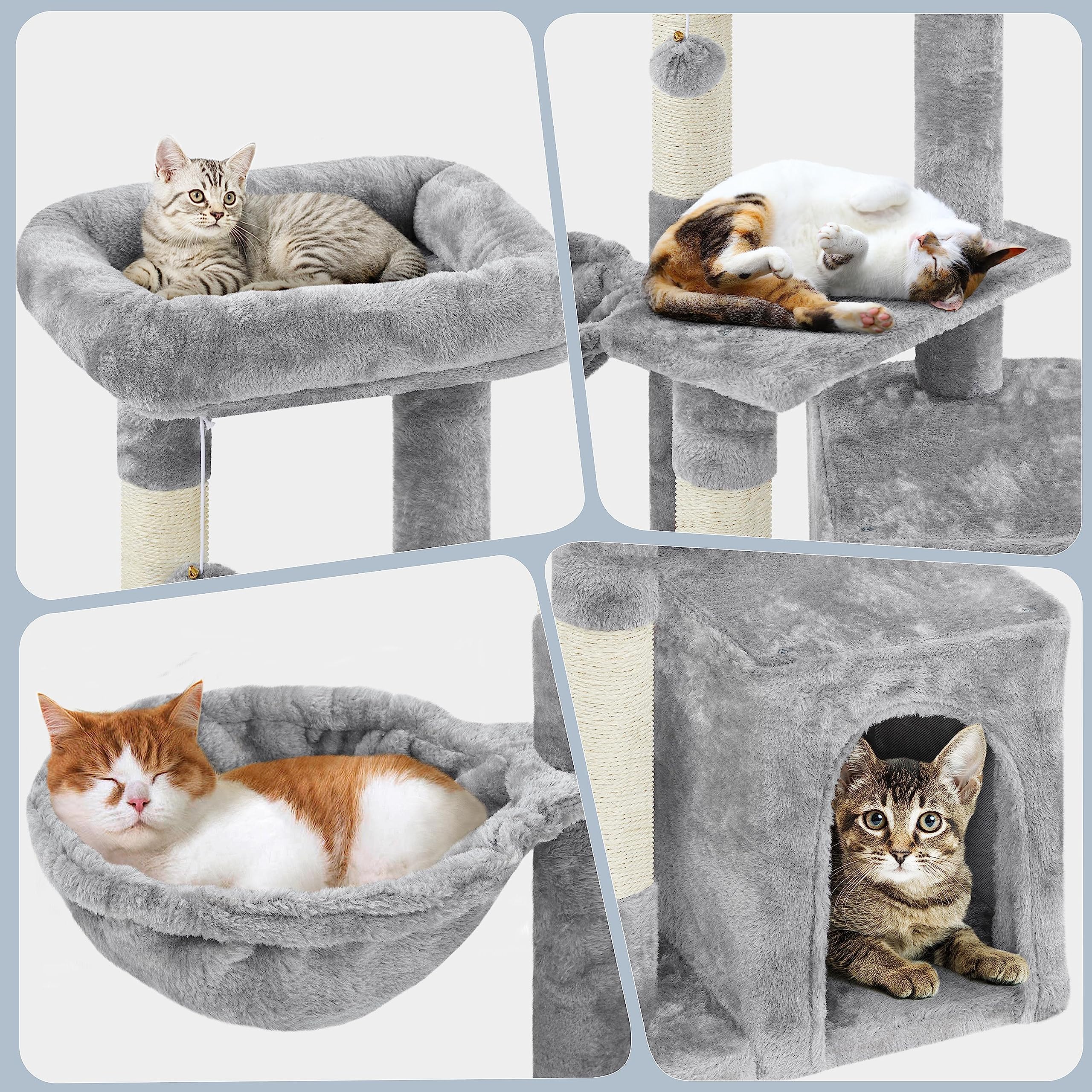 Topeakmart Cat Tree 33In Cat Tower Plush Cover With Condo, Platform & Basket For Indoor Kittens, Cat Furniture Activity Tree