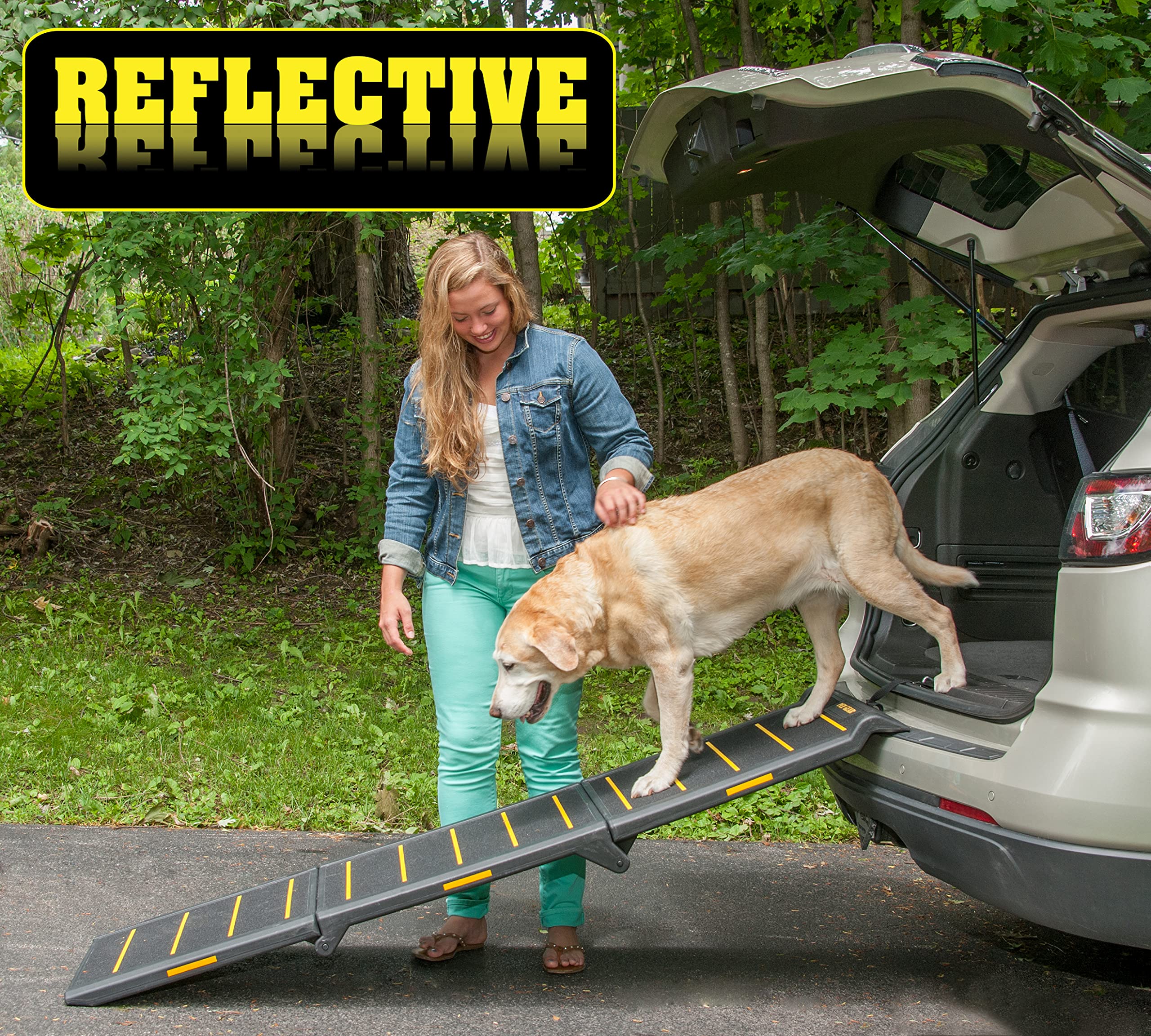 Pet Gear Tri-Fold Portable Pet Ramp for Dogs and Cats, 71 Long, Extra Wide, Holds up to 200lbs, Patented Design, Compact/Easy Fo