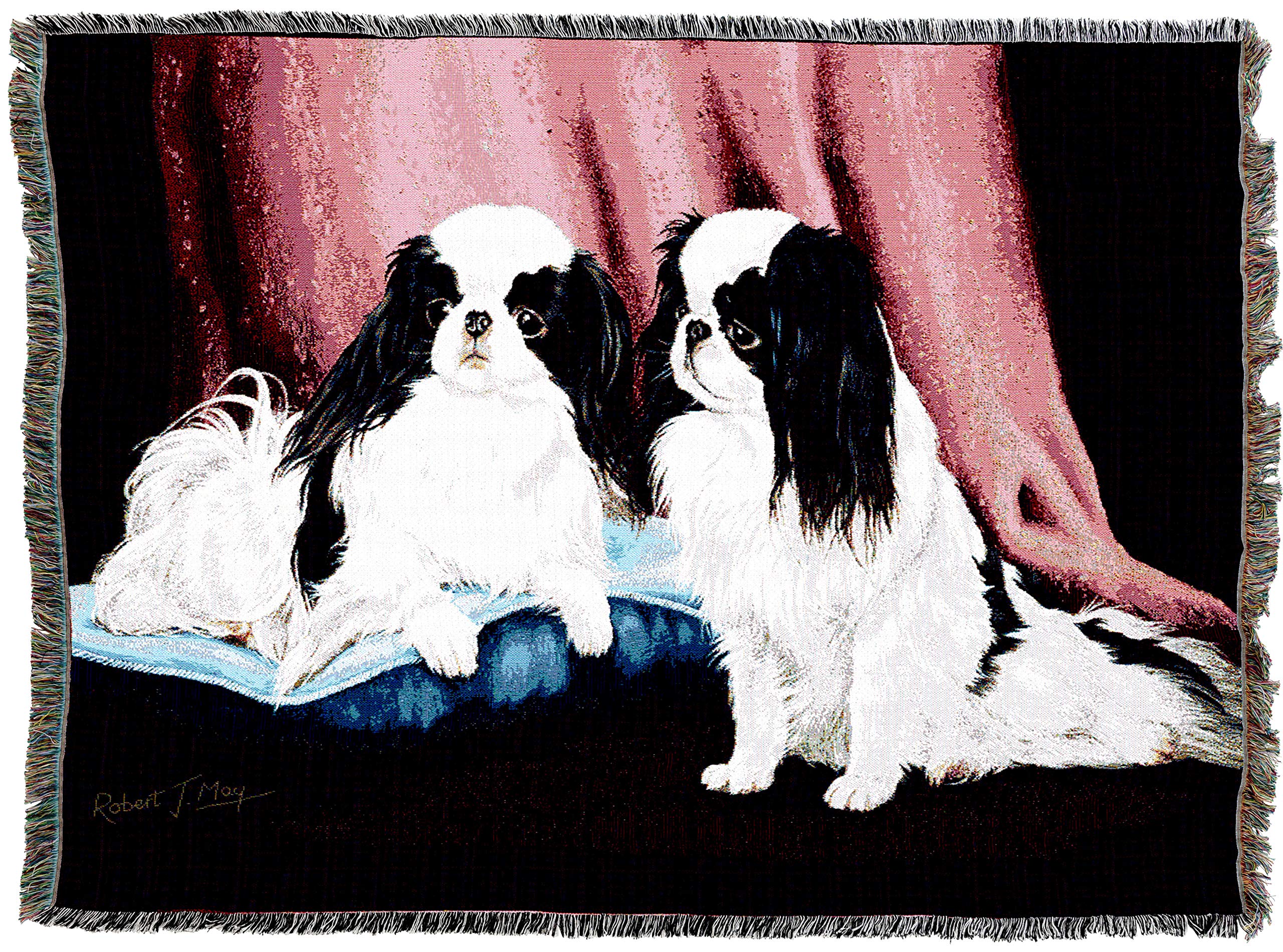 Pure Country Weavers Japanese Chin Blanket By Robert May - Gift For Dog Lovers - Tapestry Throw Woven From Cotton - Made In The Usa (72X54)