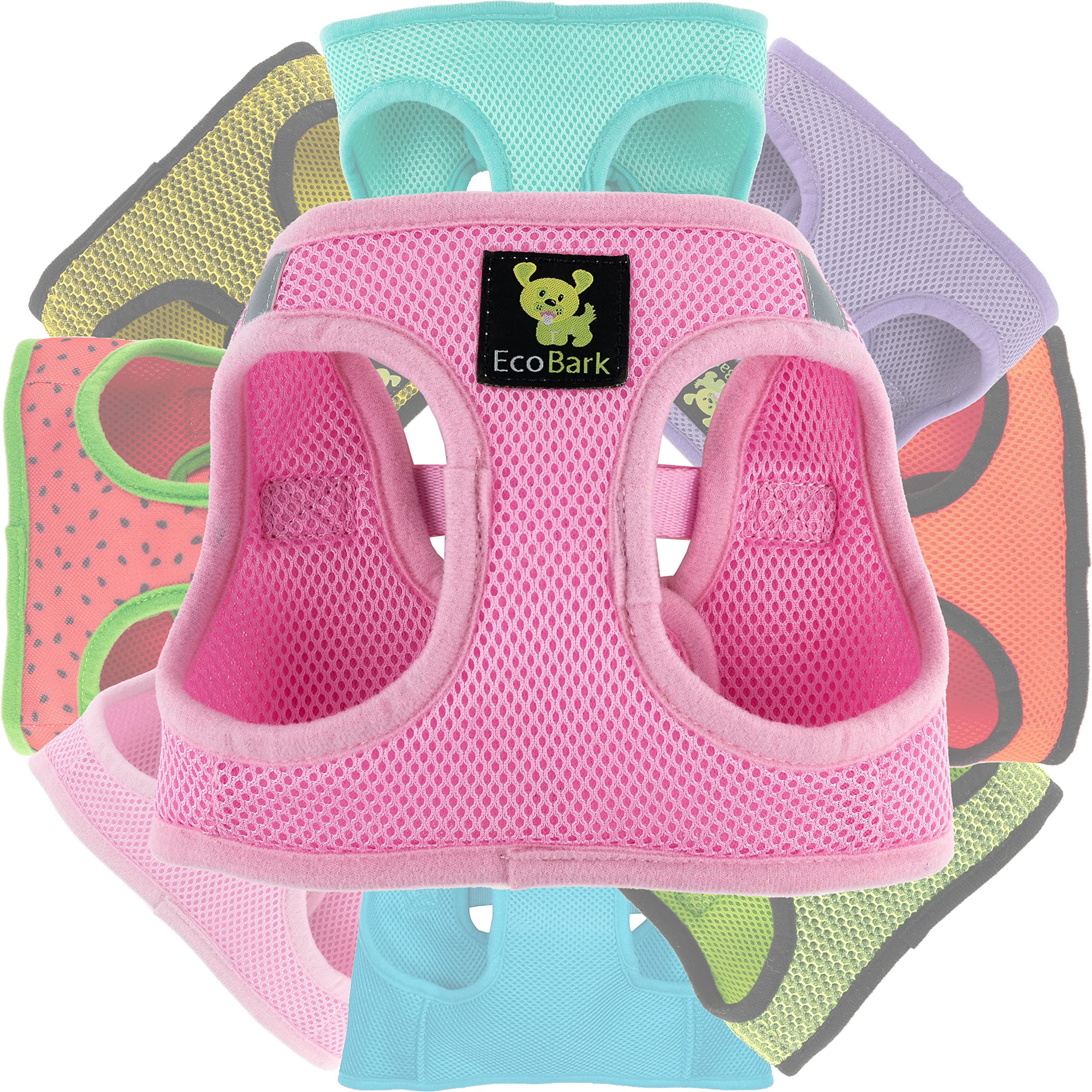 Ecobark Step In Dog Harness - Reflective Soft Luxurious Mesh Dog Harnesses For Xxs, Xs, Small, And Medium Dogs - Eco-Friendly Comfort Secure Halter No Pull Adjustable Pet Vest (Baby Pink, Small)