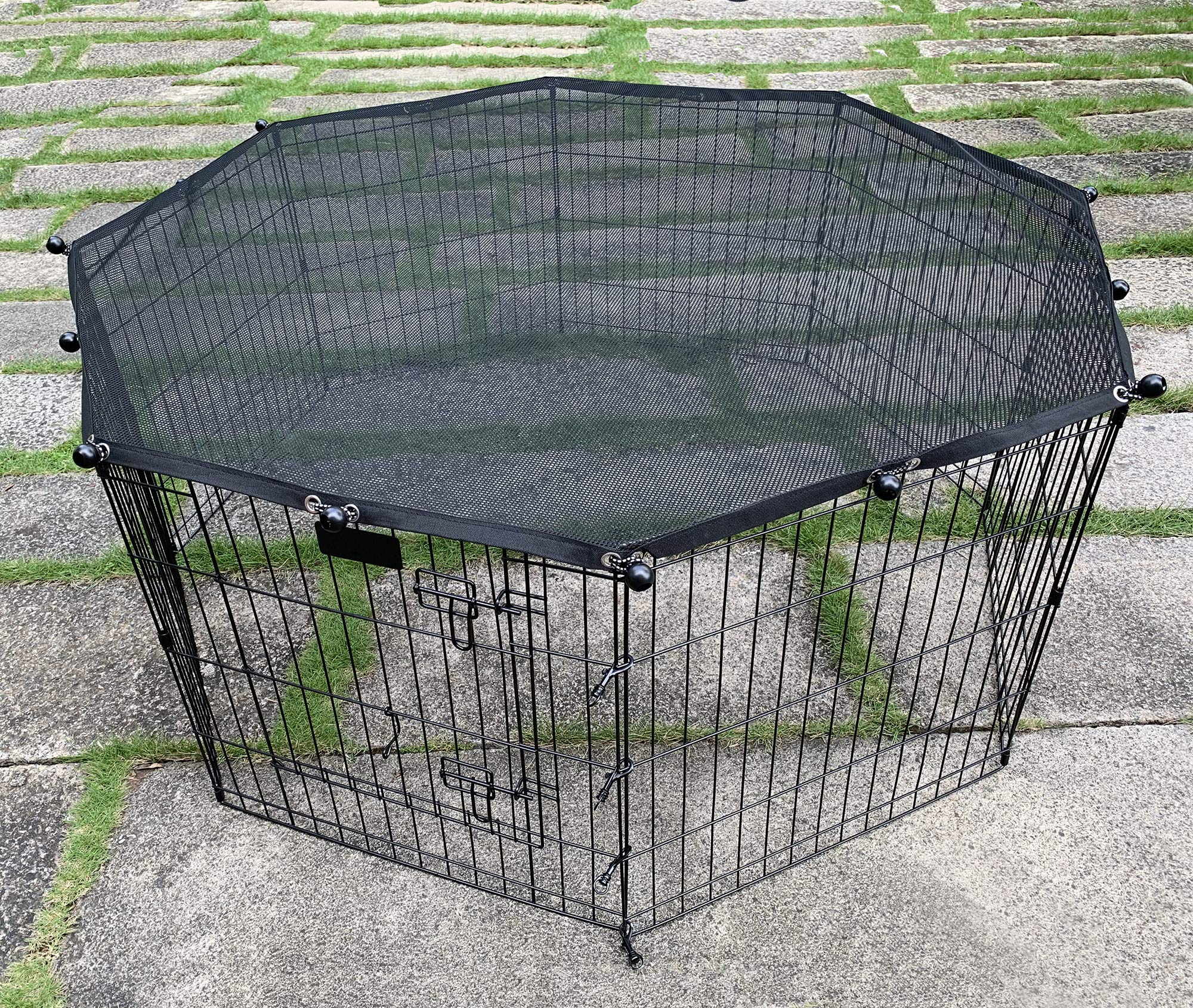 YGCASE Universal Dog Playpen Top Cover - Polyester, Fits 24" Wide Pen, Black/Grey/Silver, Provides Shade & Security for Indoor/Outdoor Use