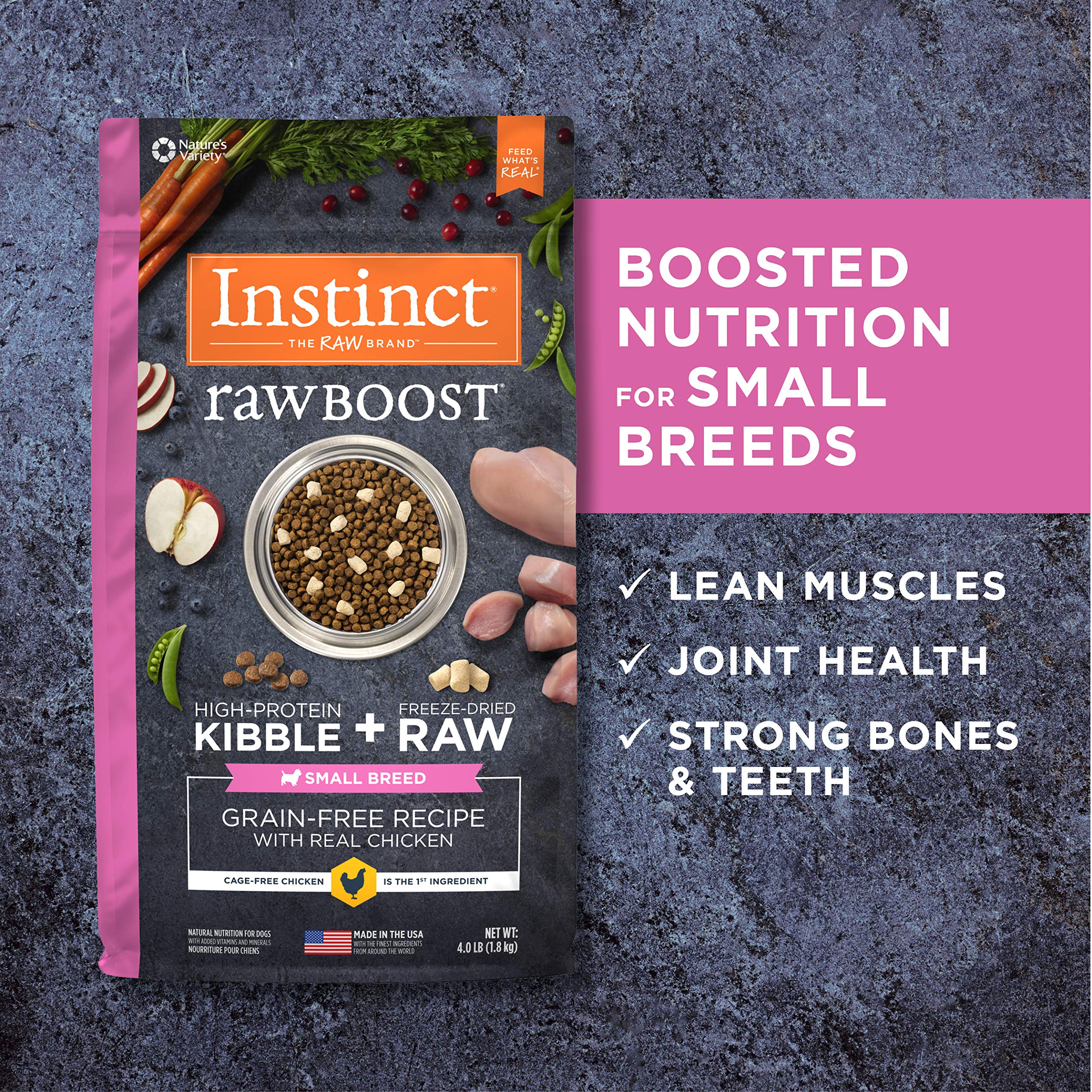 Instinct Raw Boost Small Breed Grain Free Recipe with Real Chicken Natural Dry Dog Food, 4 lb. Bag