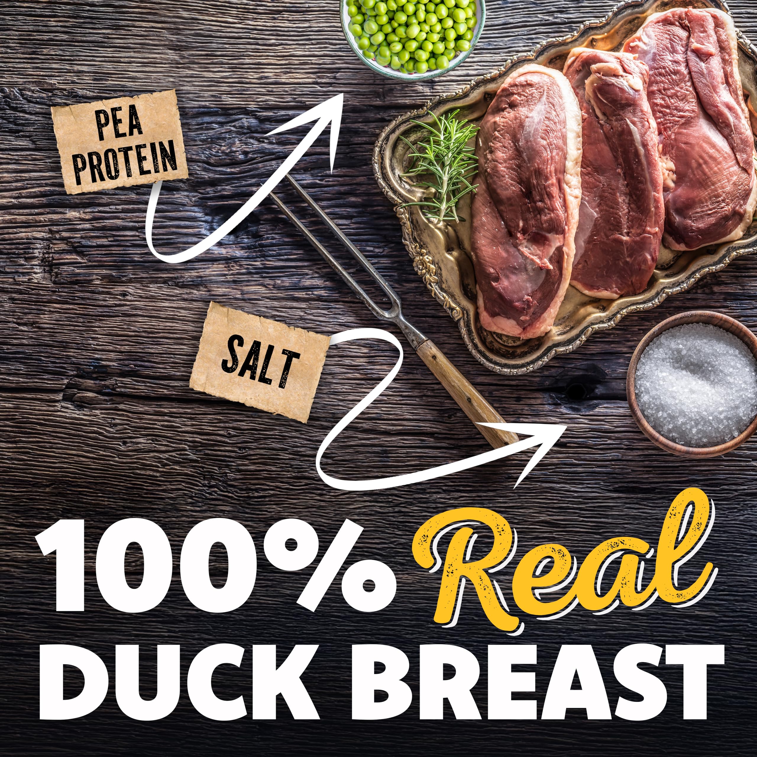 Savory Prime Duck Jerky Dog Treats, Made with 100% Real Duck Breast, Farm Raised, Healthy, Easily Digestible, High Protein, Sati