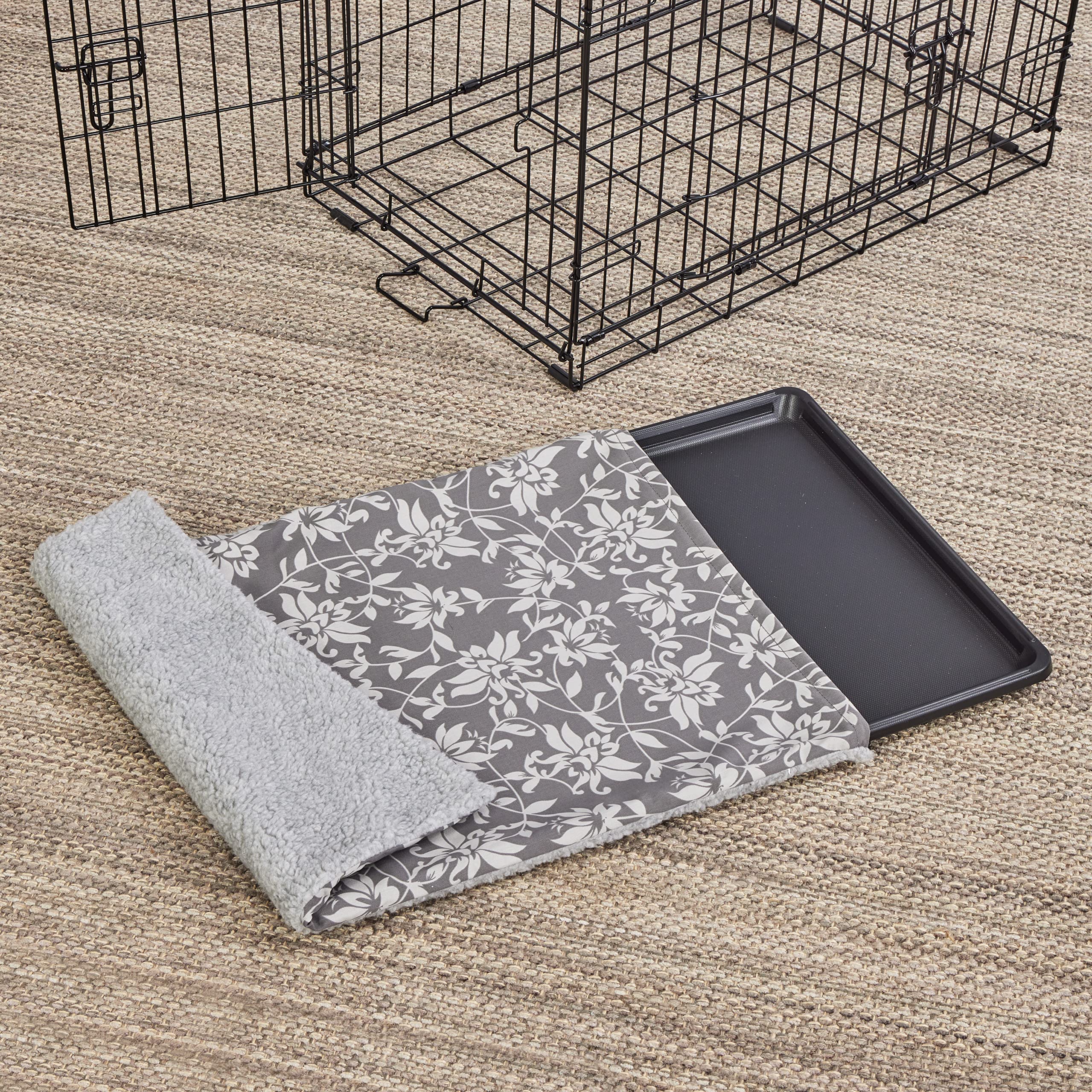 Midwest Homes For Pets Quiet Time Reversible Crate Pan Cover 42' Gray Floral/Fleece