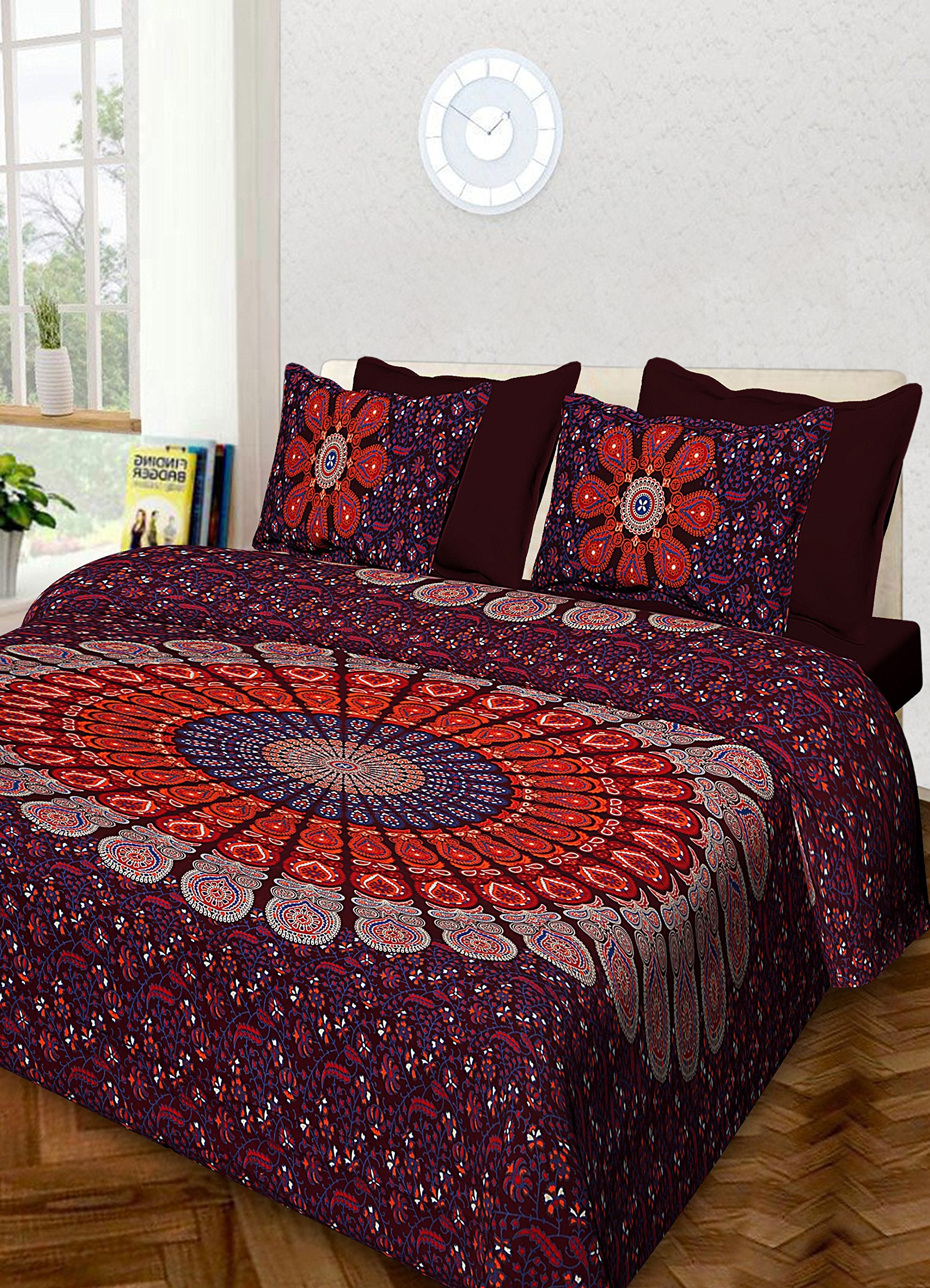 RHF 100% Cotton Double bedsheet with 2 Pillow Covers  Multi (Multi1, King (7.5 X 8.5 Feet))