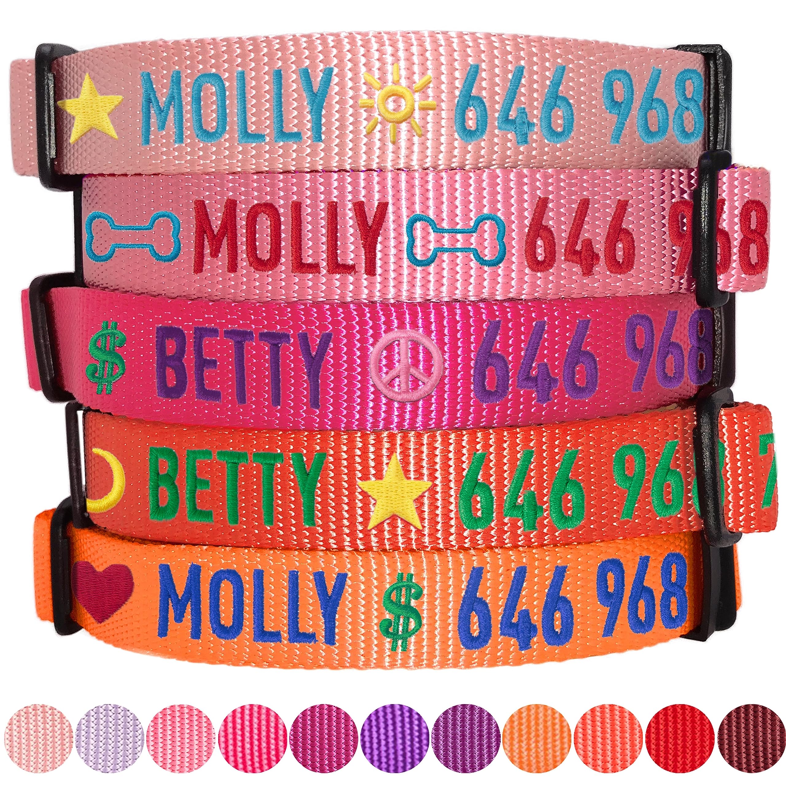 Blueberry Pet Essentials Personalized Dog Collars for Small Dogs | Adjustable & Personalized Dog Collar with Name Tag - Embroide
