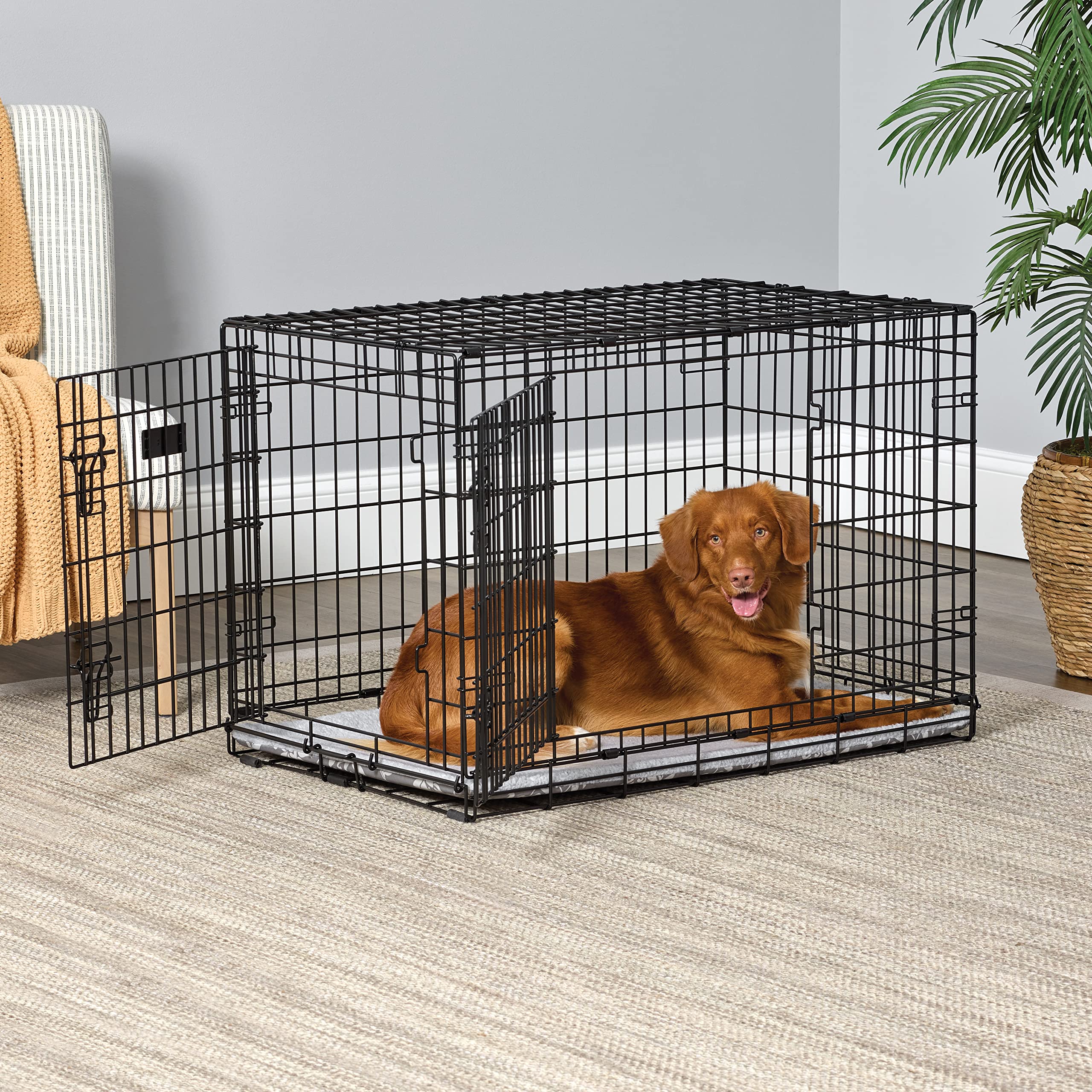 Midwest Homes For Pets Quiet Time Reversible Crate Pan Cover 36' Gray Floral/Fleece