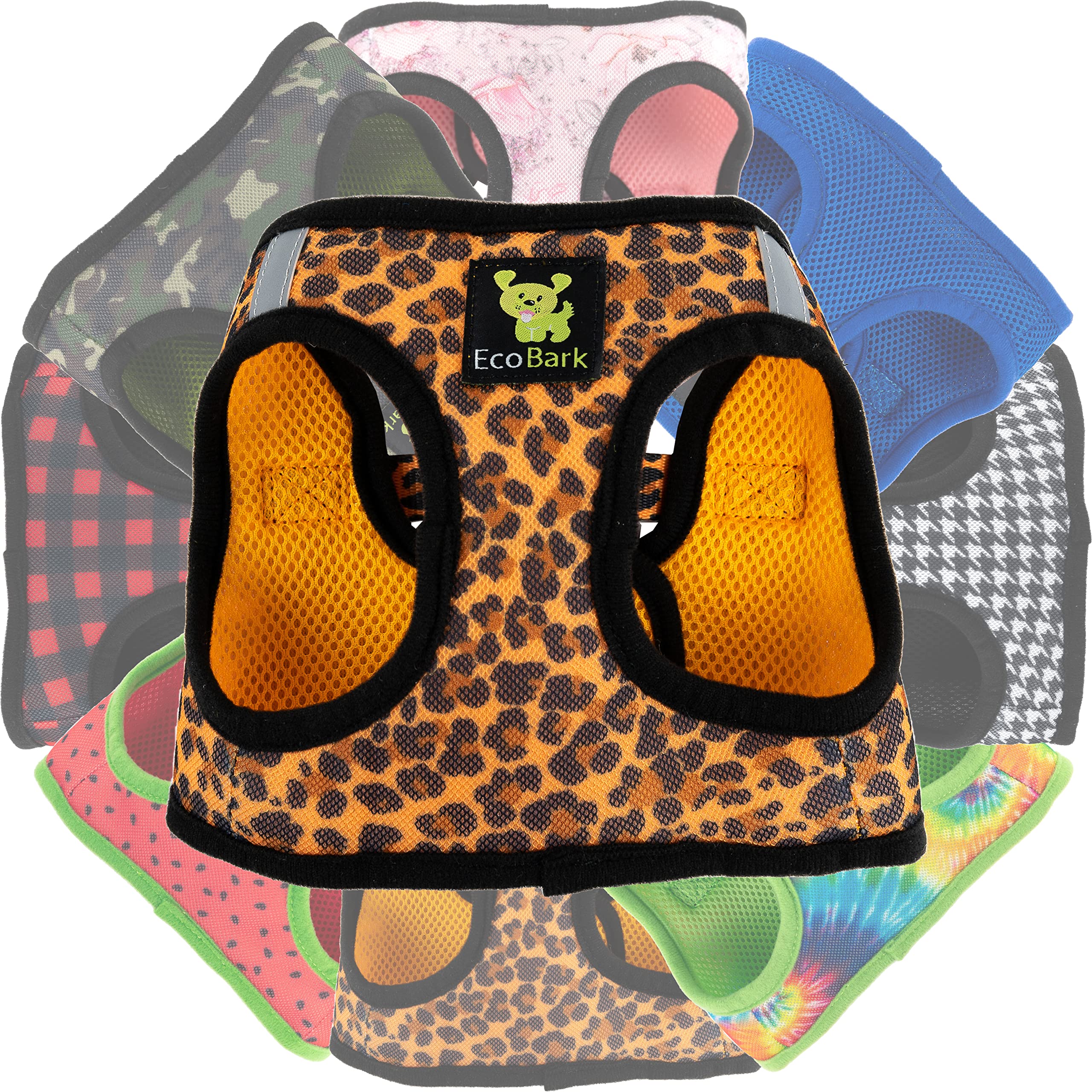 Ecobark Step In Dog Harness - Eco-Friendly Small Breed Dog Harnesses For Xs And Small Dogs - Reflective And Adjustable Mini Body Halter Vest - Soft Mesh Toy Breed Harness (Cheetah,Small)