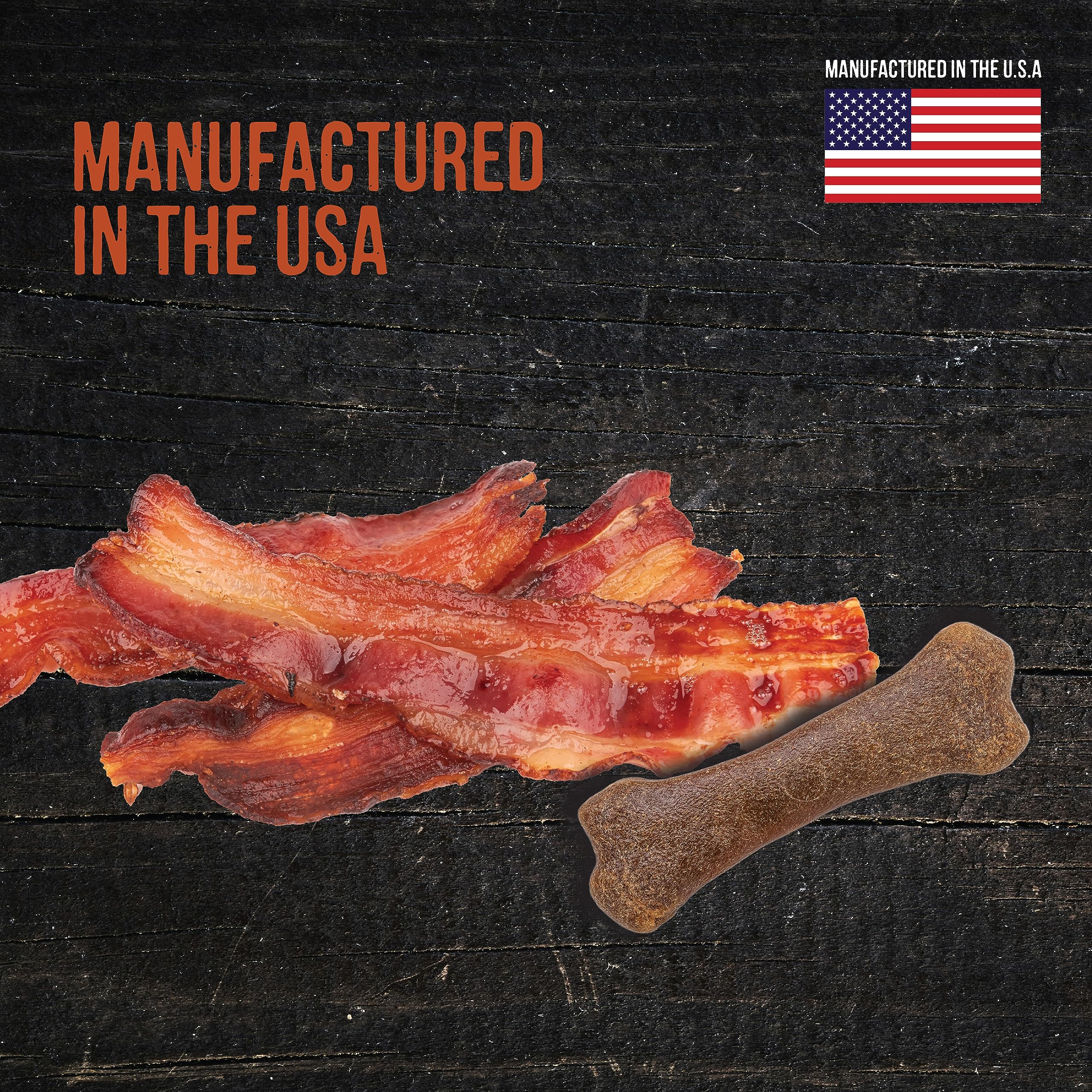 Wholesome Pride Natural & Healthy Dog Chews 2Pk for Medium Dogs, Bacon Flavor, Made in The USA