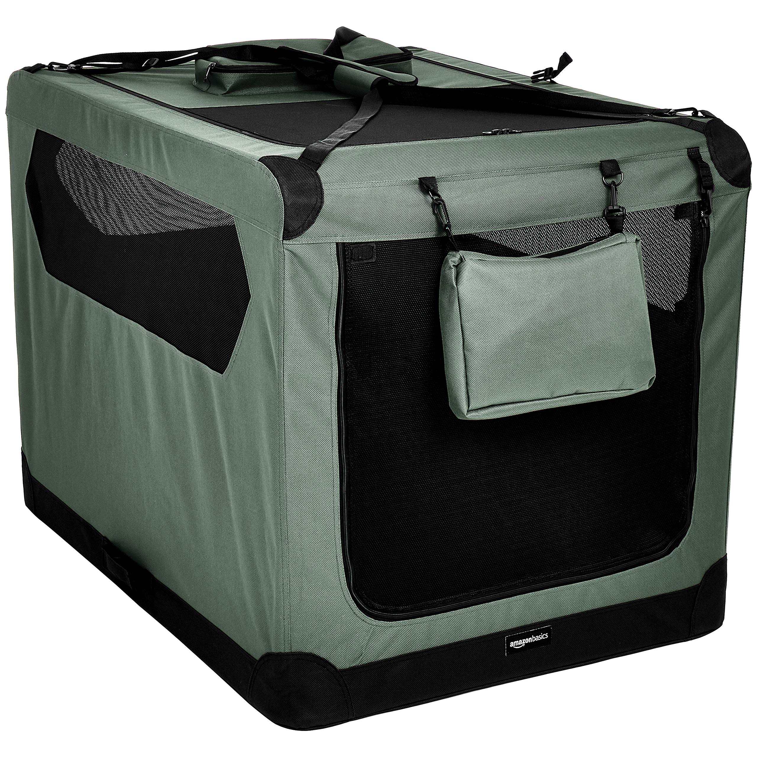 Amazon Basics Folding Portable Soft Pet Dog Crate Carrier Kennel, 42 X 31 X 31 Inches, Grey