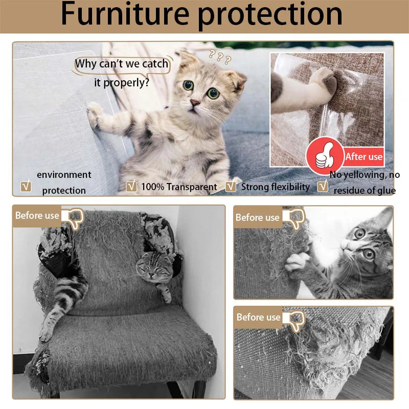 3m Accessories for Cats Sofa Protection Pads Furniture Protectors Cover Transparent PVC Self-adhesive Cat Supplies Pet Products