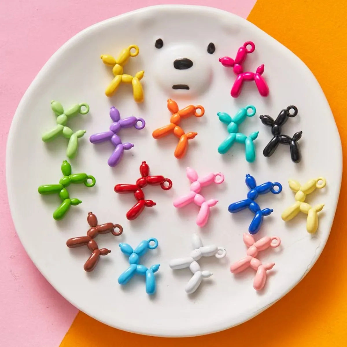 10pcs 19x14mm Minimalist Balloon Dog Charms, Simple Resin Balloon Animal Pendants, Versatile DIY Supplies for Craft Projects
