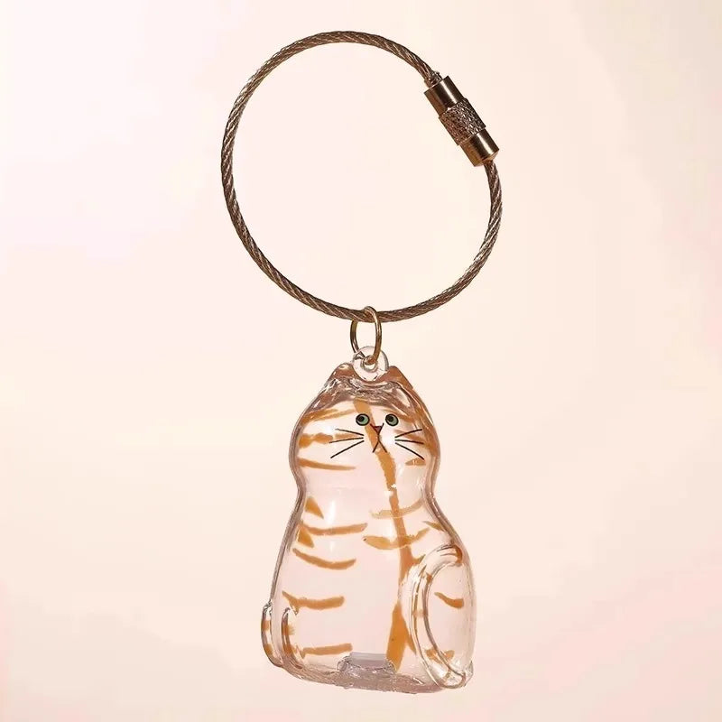 New Cat Hair Storage Keychain Bag Pendant Transparent Pet Fur Keepsake Capsule Souvenir Collection Gift Decoration Accessories