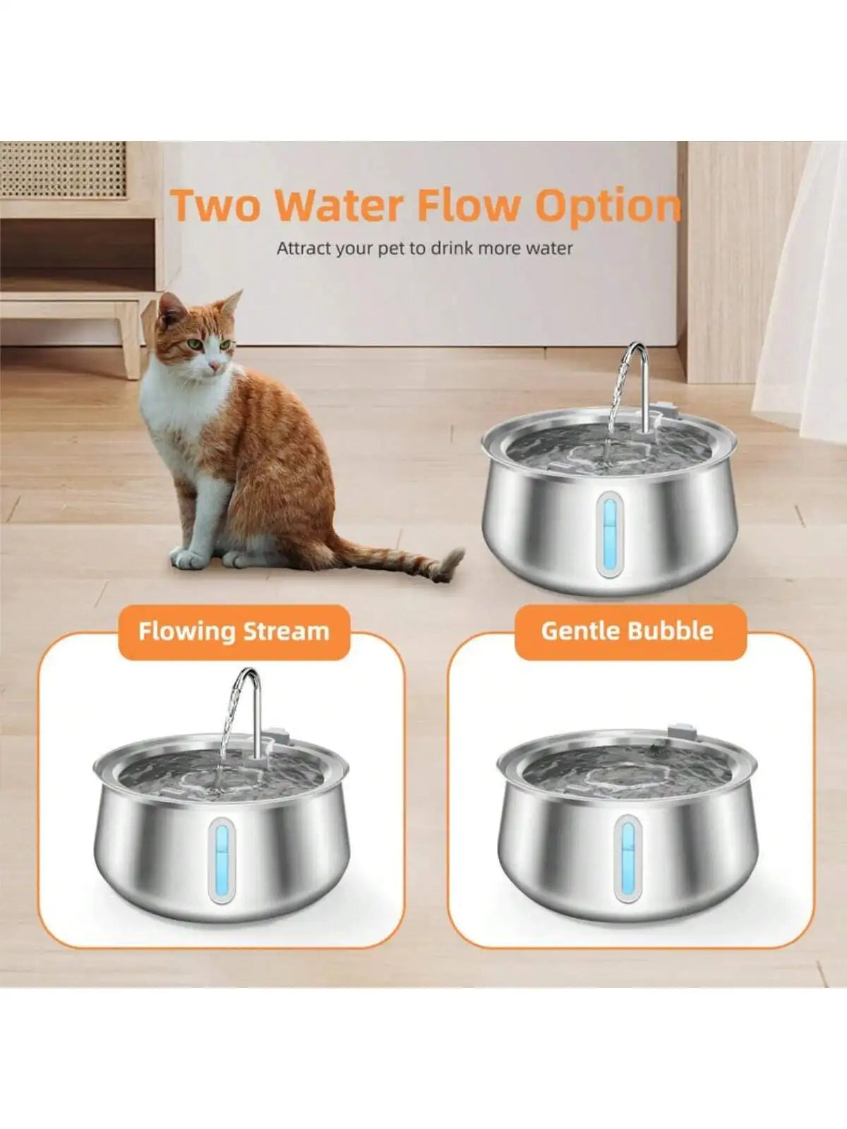 4L Smart Cat Water Fountain Stainless Steel Automatic Pet Water Dispenser Dog Water Fountain with Filter Cat Products