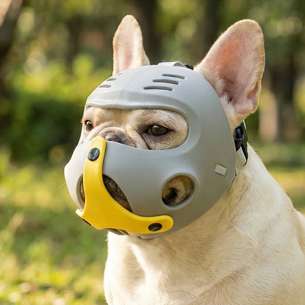 Adjustable Aggressive Dog Flat-Faced Anti Barking Face Mesh French Bulldog Pet Dog Muzzle Biting Chewing
