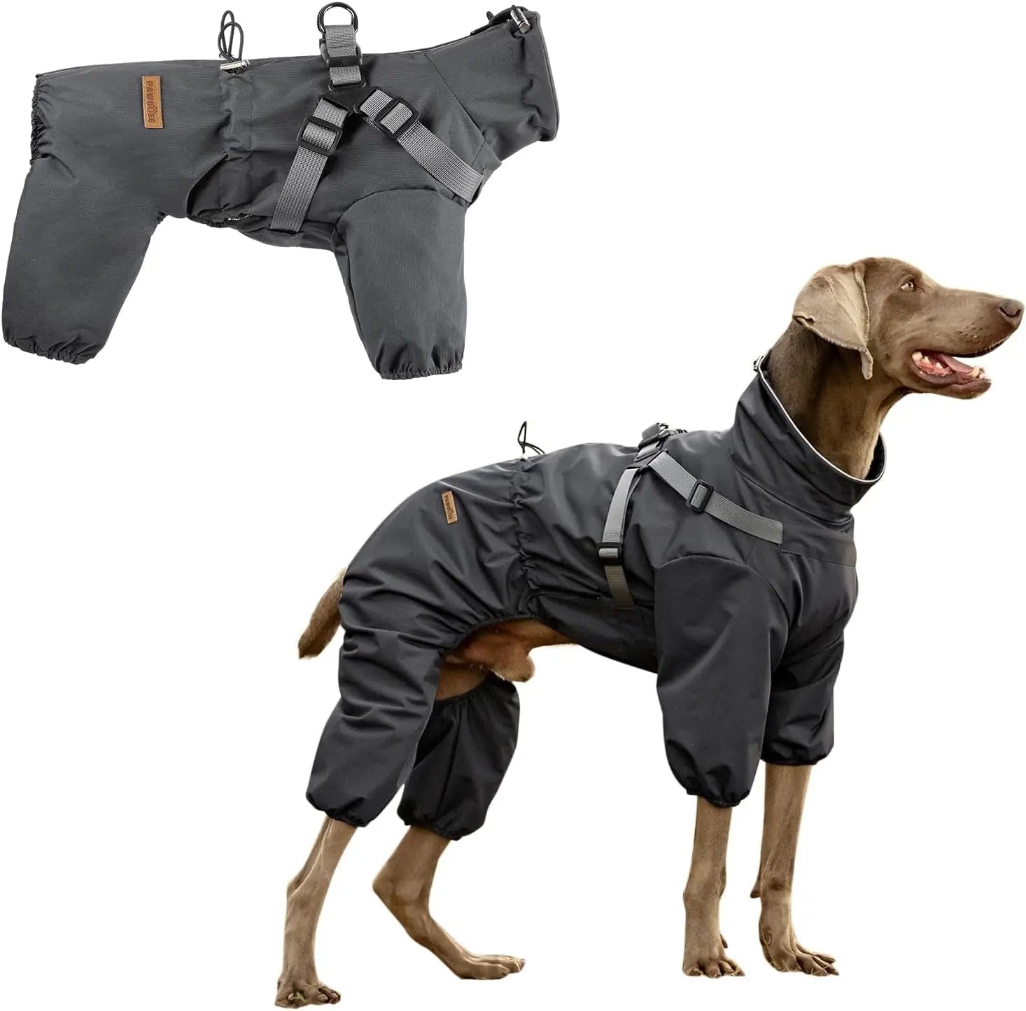 Adjustable Waterproof Dog Raincoat with Harness Reflective 4-Leg Jacket S–5XL