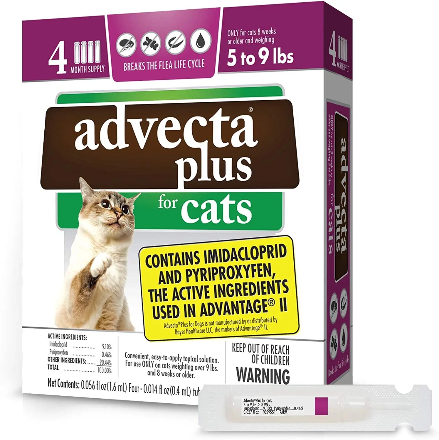 Advecta Plus Flea and Tick Treatment for Small Cats 4 Count