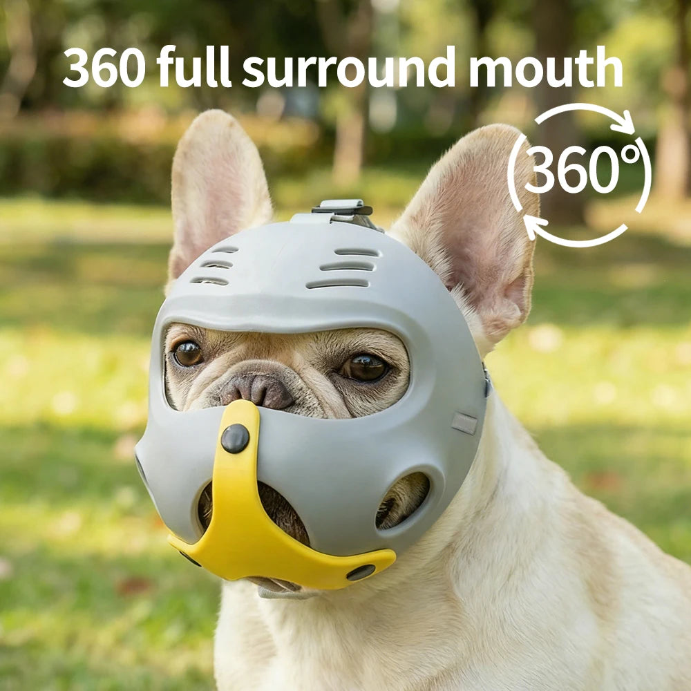 Adjustable Aggressive Dog Flat-Faced Anti Barking Face Mesh French Bulldog Pet Dog Muzzle Biting Chewing