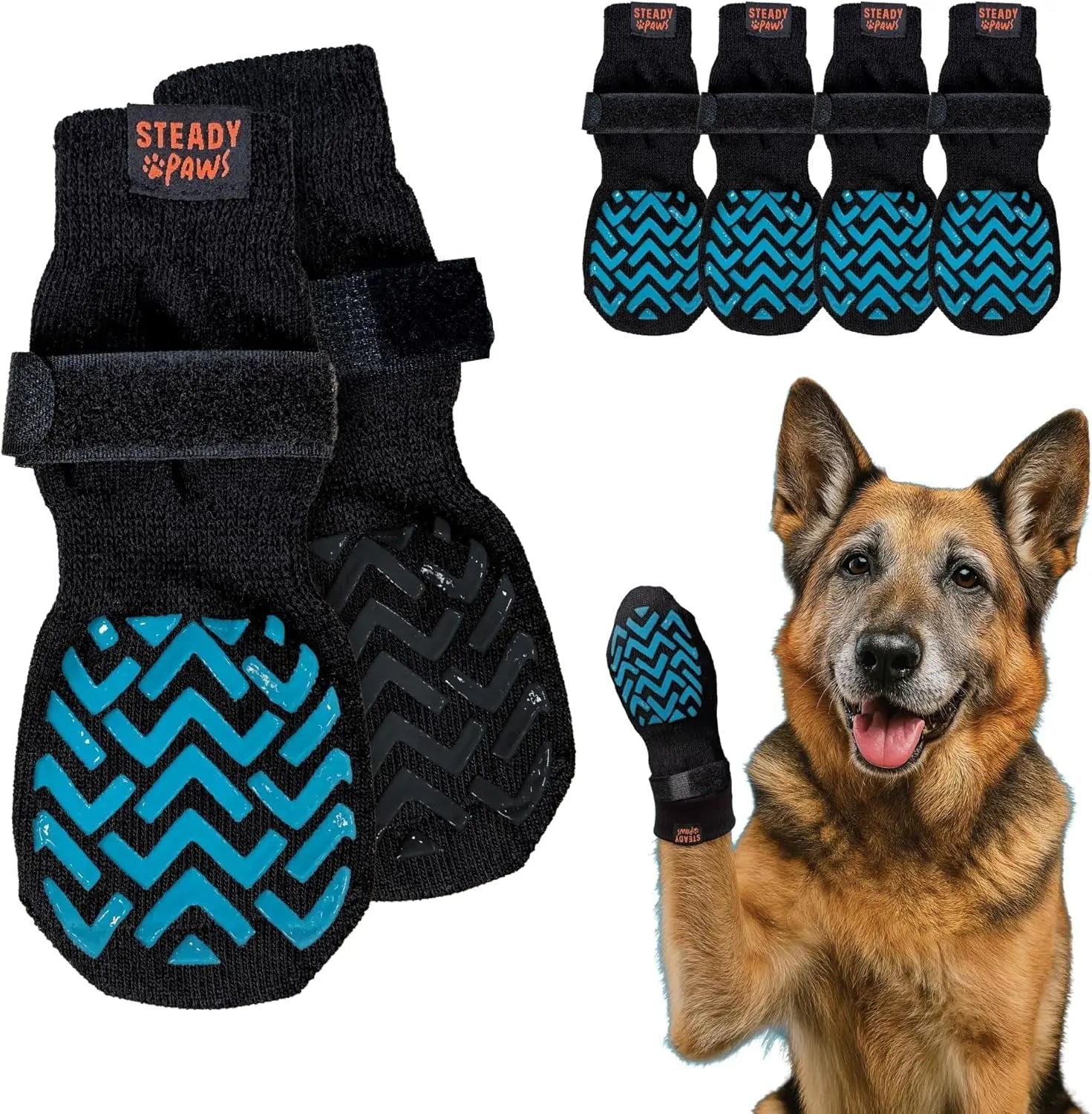 Anti-Slip Dog Socks with Straps – Breathable & Washable, 4-Pack