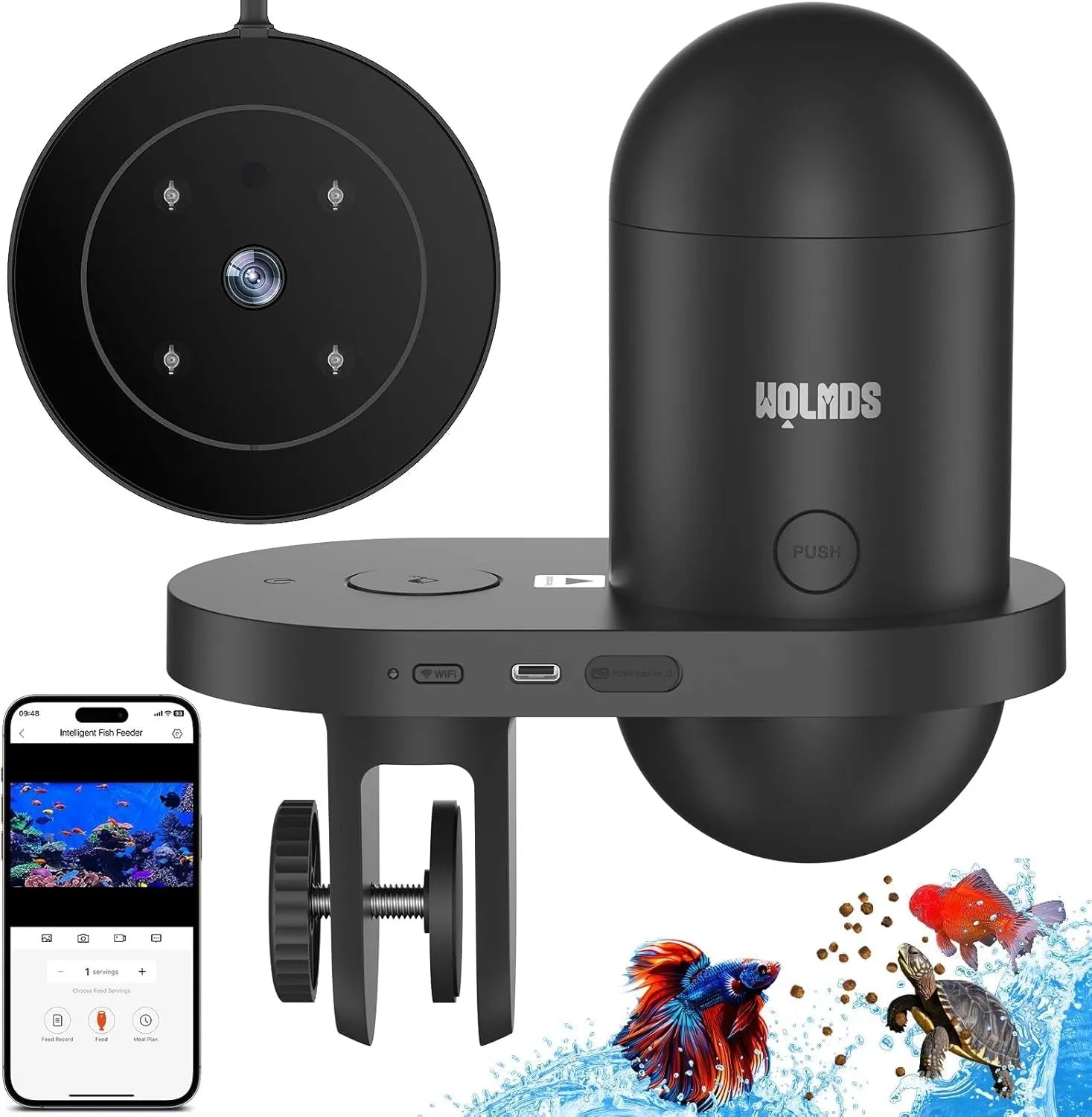 Automatic Fish Feeder WiFi (2.5 & 5G) 2.5K Camera App Control 230ML Tank