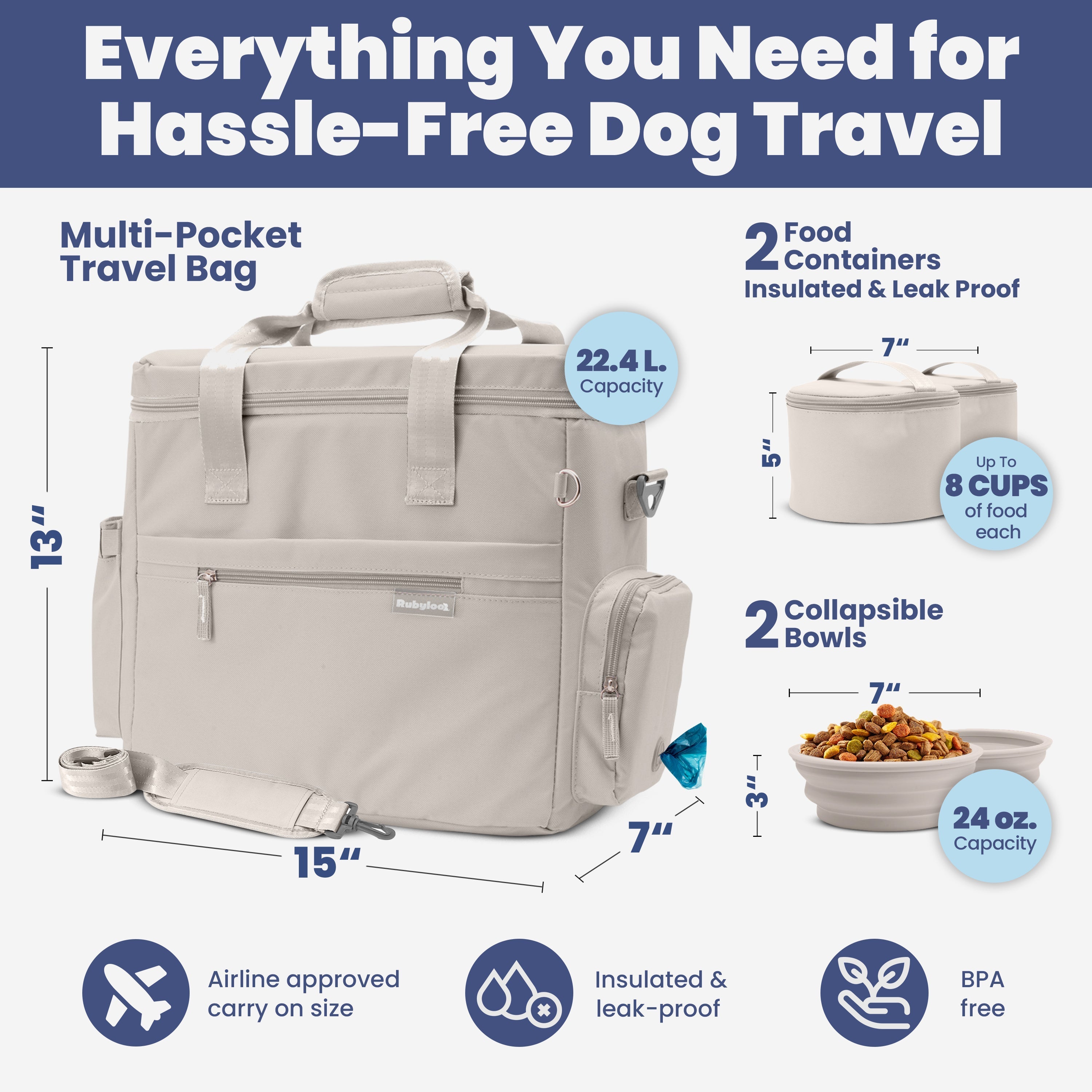 The Original Doggy Bag Dog Travel Bag for Supplies