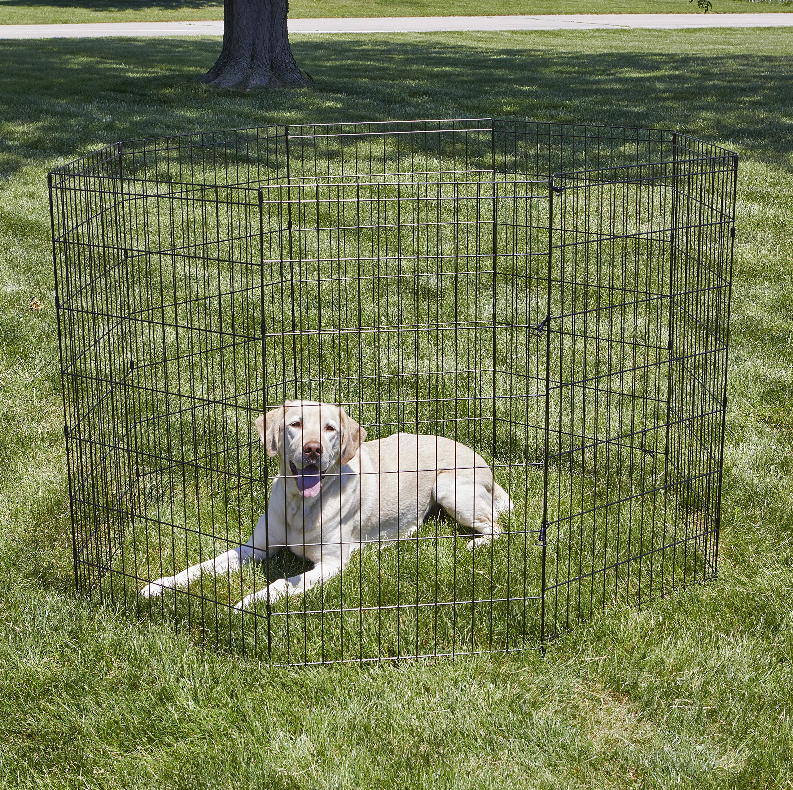 New World Dog Exercise Pen & Playpen, 24' W X 42' H, No Door, Black