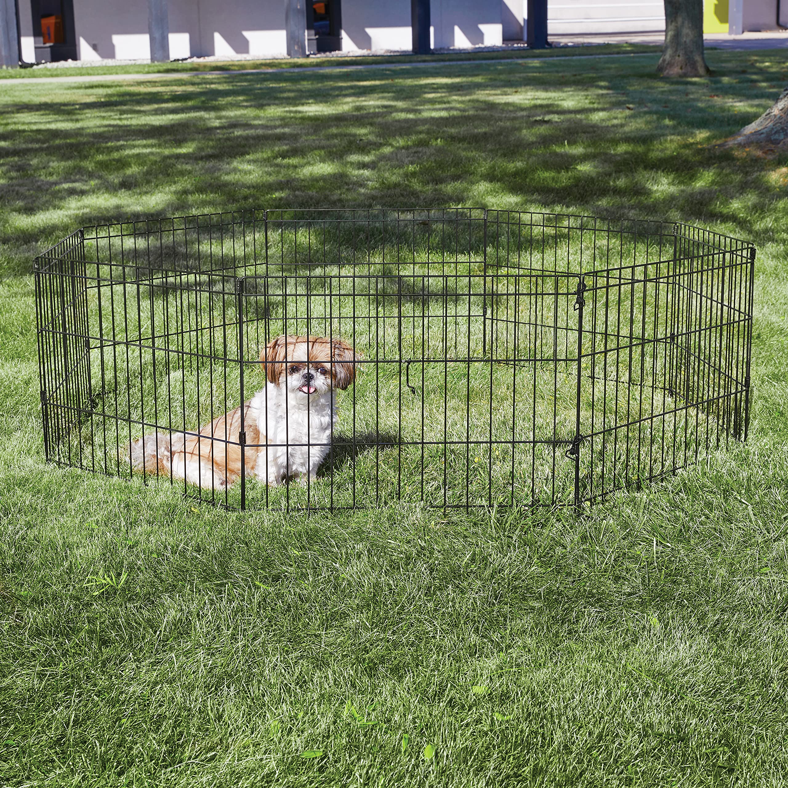 New World Pet Products 18' Foldable Black Metal Dog Exercise Pen No Door