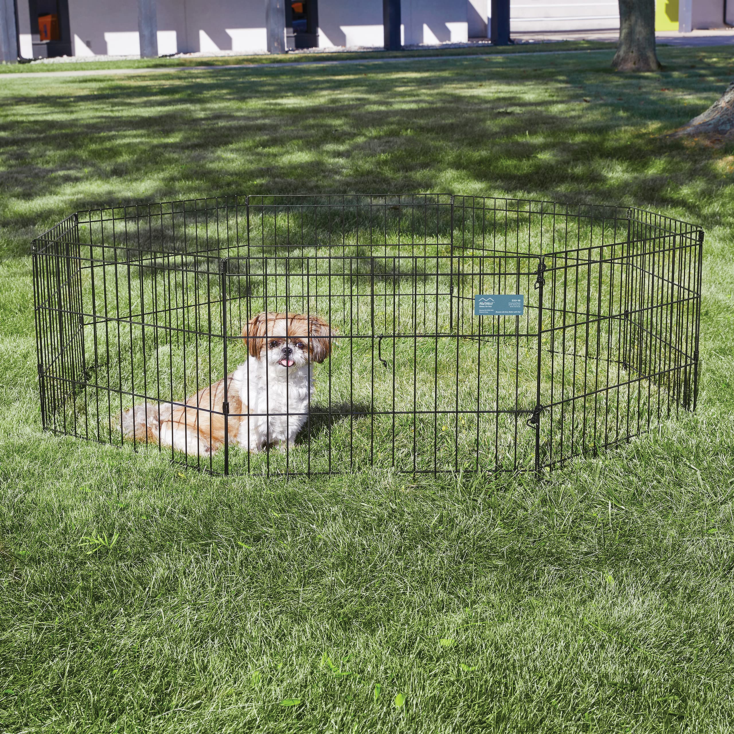 Midwest Homes For Pets Dog Exercise Pen & Playpen, 24'W X 18'H, No Door, Black