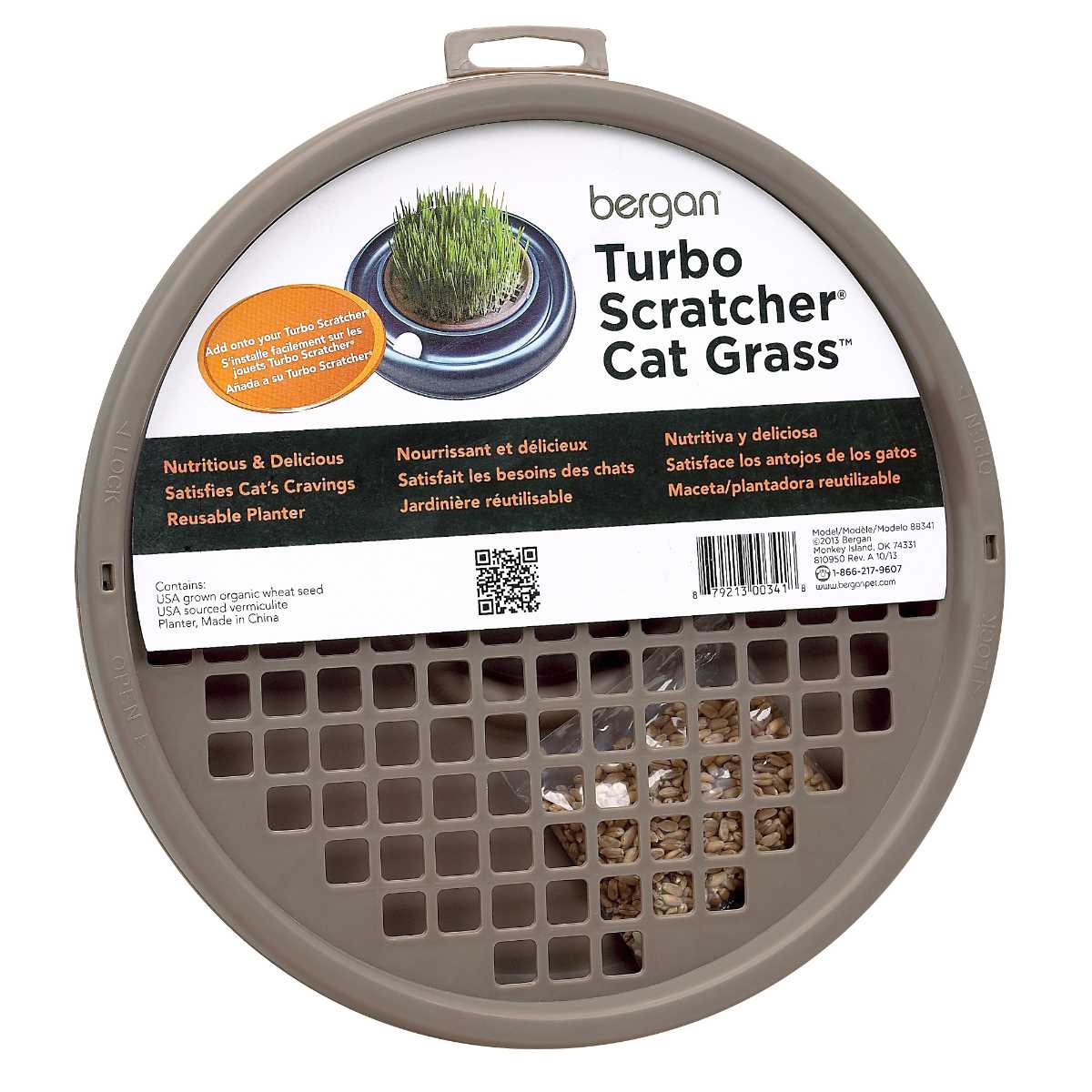 Bergan Turbo Scratcher Cat Grass Interactive Fun Reusable Planter
