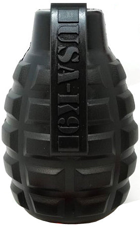 USA-K9 Grenade Shaped eDispenser Durable Dog Chew Toy & Treat Dispenser - Magnum Black