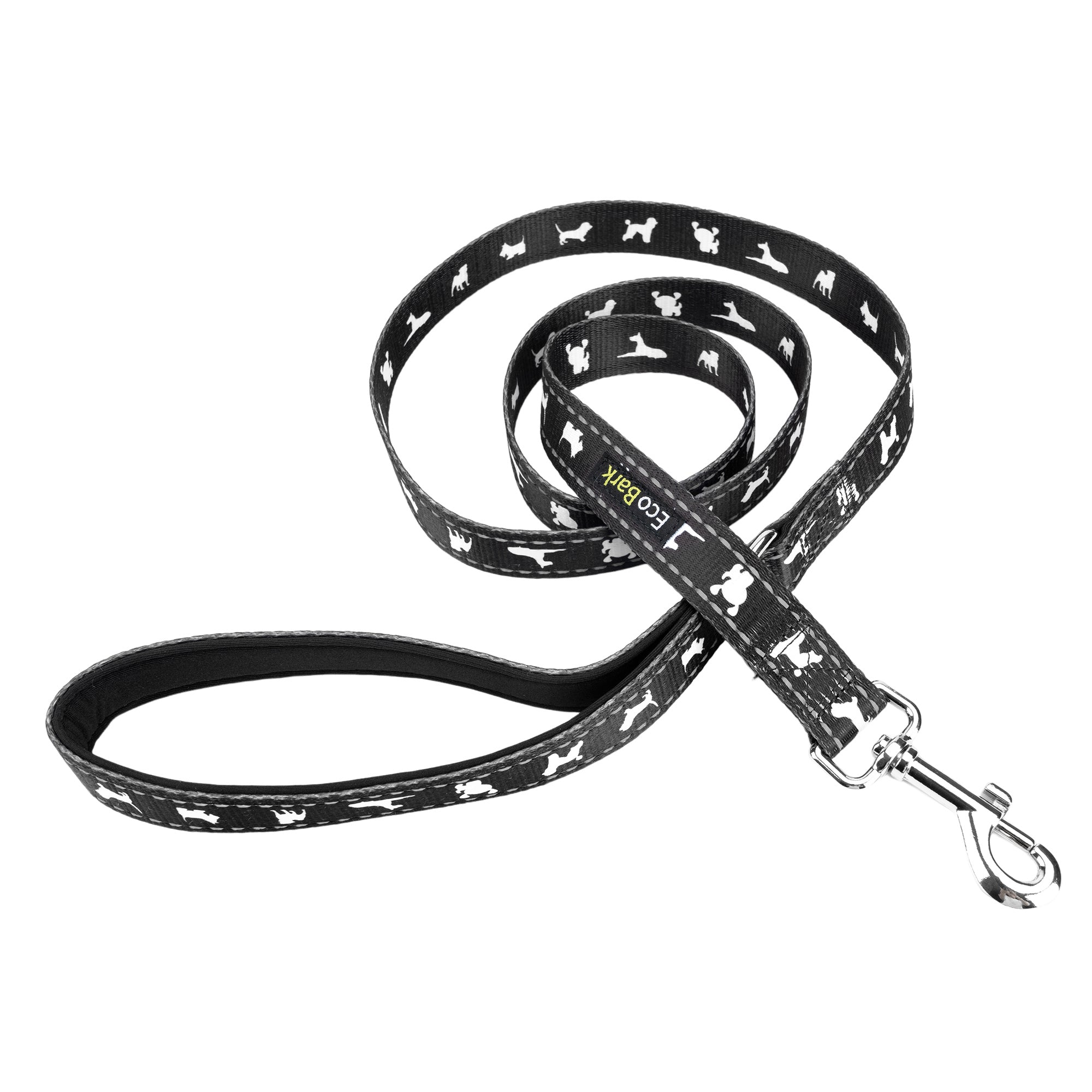 Black Dog Leash by EcoBark - Comfort Grip Padded Leash - 5ft for Small and Medium Dogs