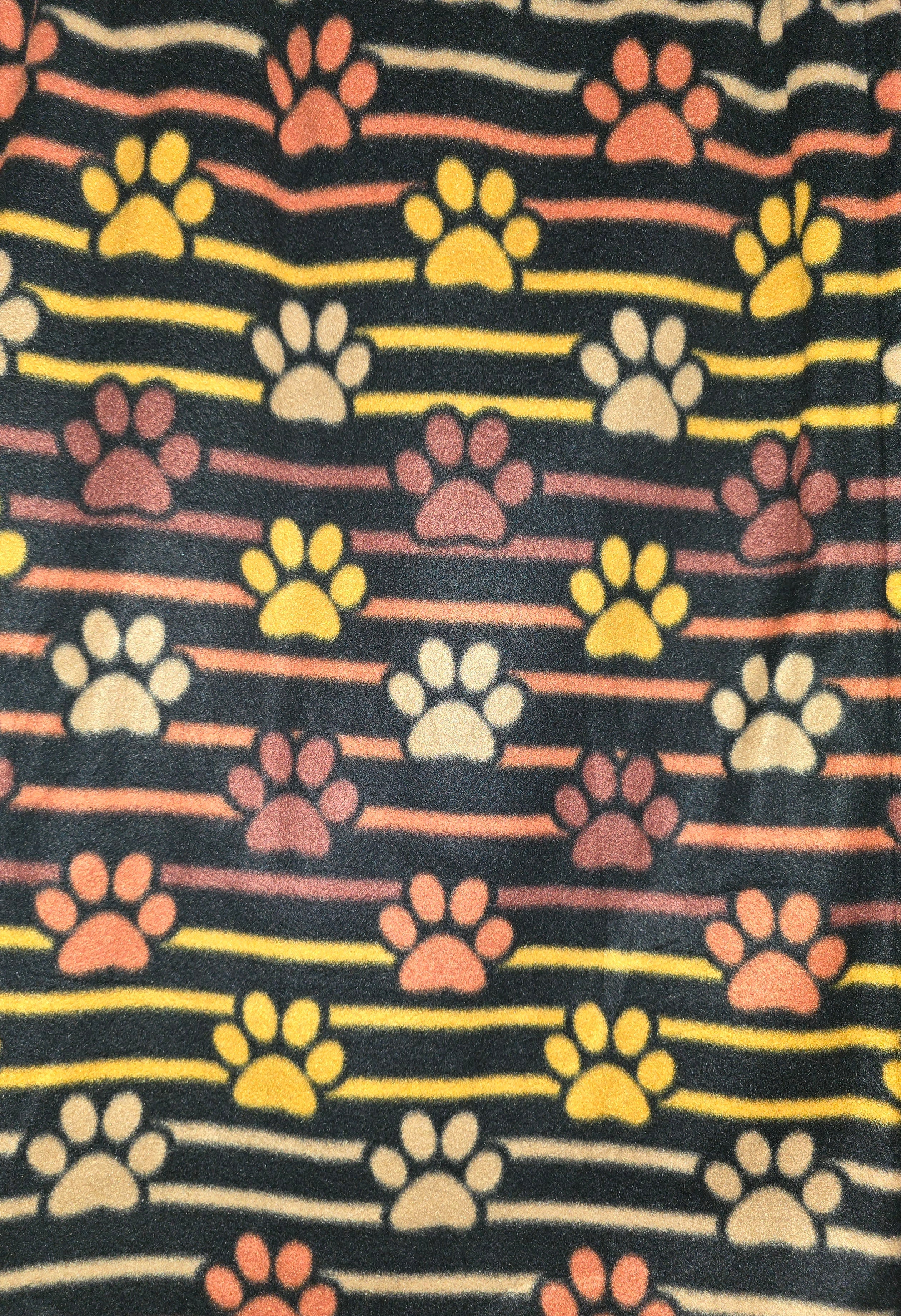 Dog Blanket - orange and gold paw print