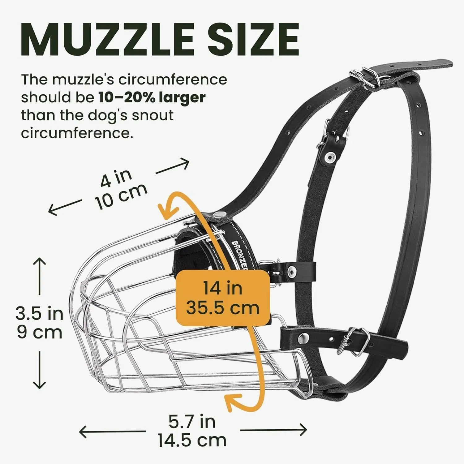Metal Basket Dog Muzzle – Breathable, Leather Straps