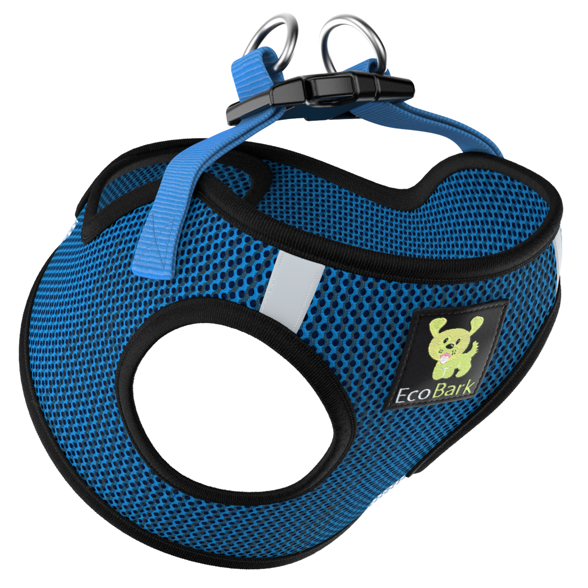 EcoBark Step In Dog Harness - Teacup & Small Breeds- Reflective Soft Mesh Harness for Teacup, Small Dogs and Puppies / Bright Blue Sport