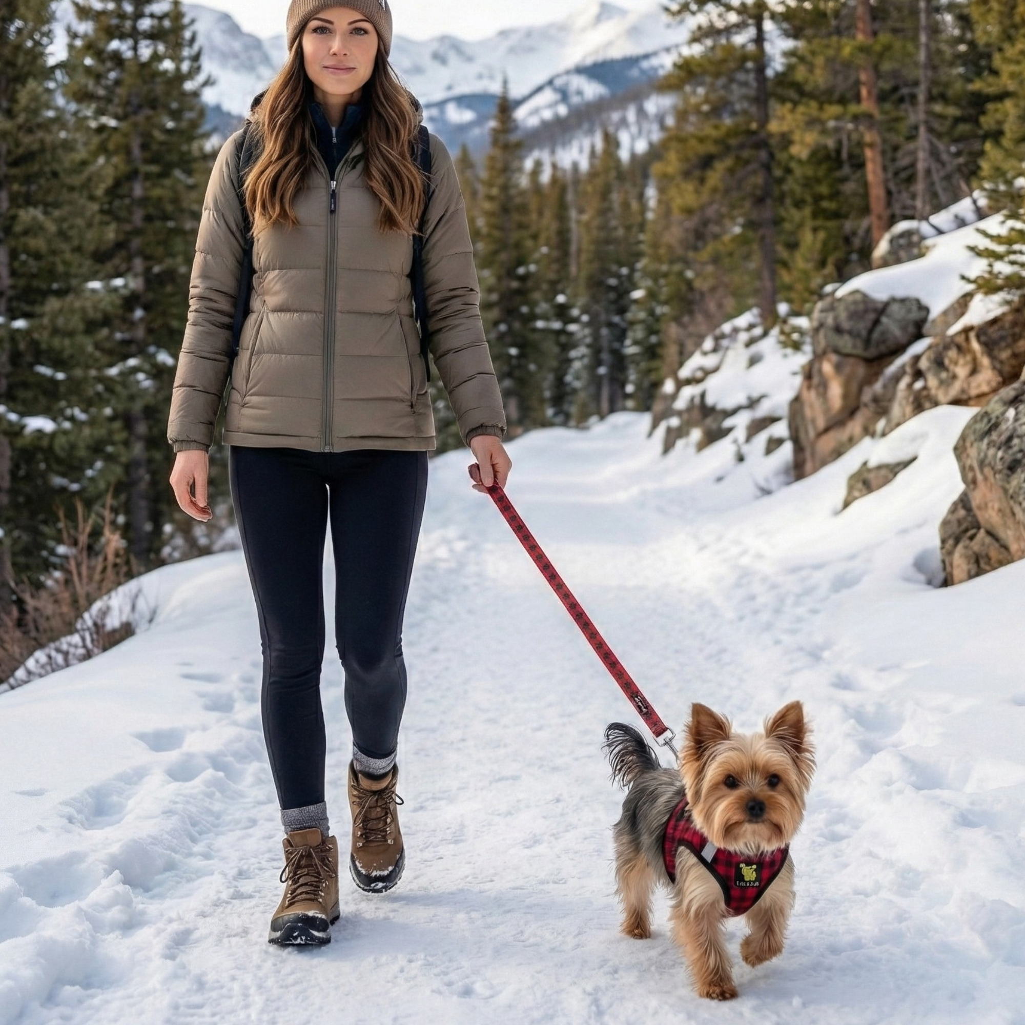Red Plaid Dog Leash by EcoBark - Buffalo Check Padded Comfort Grip Leash for Dogs - 4ft, 5ft, and 6ft Leash for Small and Medium Dogs